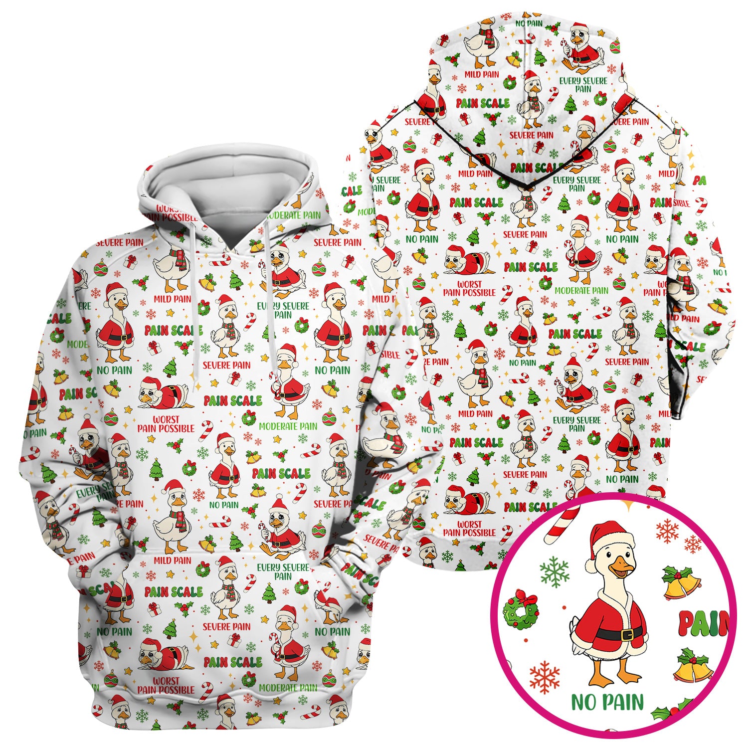 Christmas Nurse Scrub Top - Funny Goose Pain Scale - Cute Holiday Medical Uniform for Women