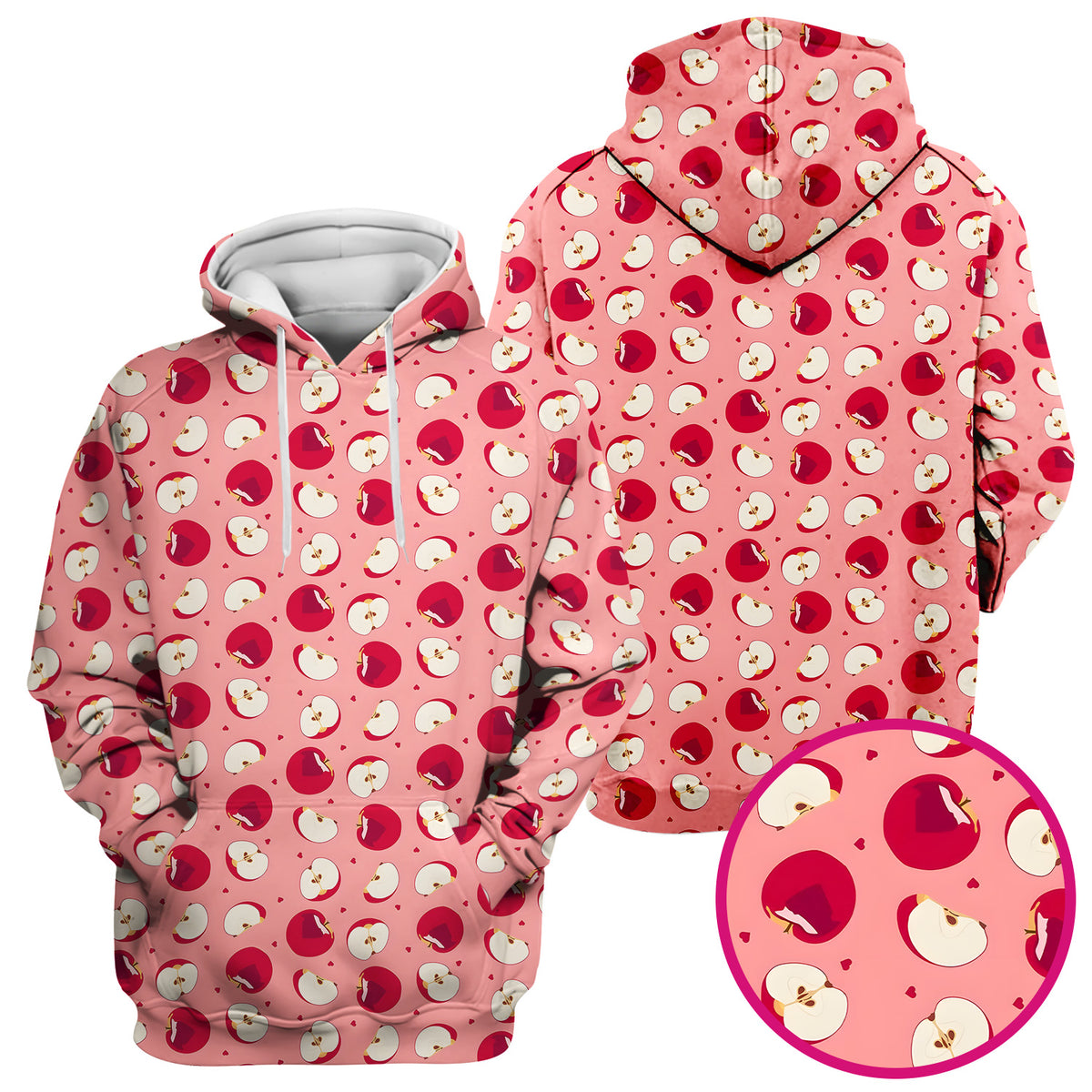 Cute Red Apple Fruit Pattern Scrubs Top, Comfortable Scrubs for Nurses