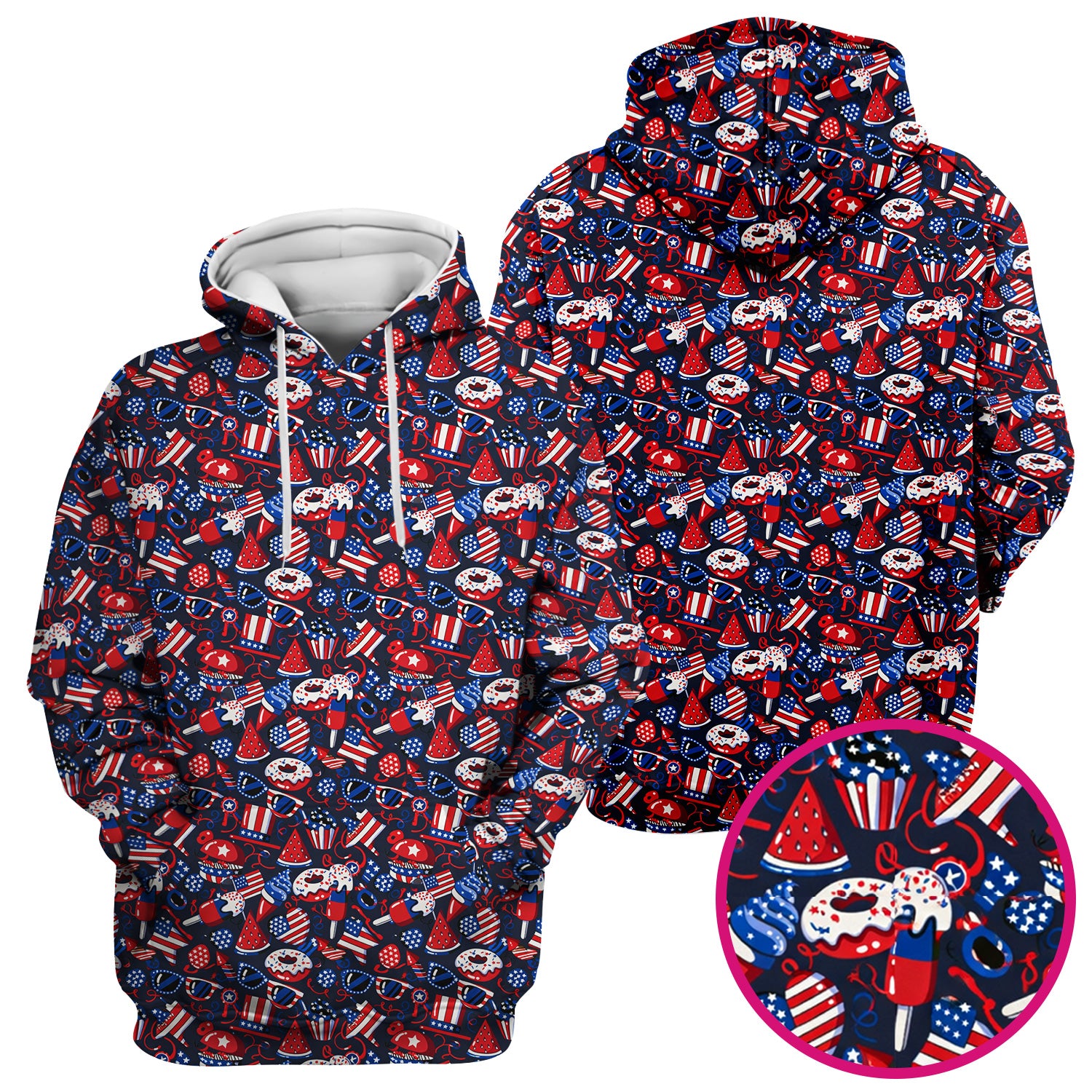 Cute Patriotic 4th of July Print V Neck Scrub Top for Nurses, Red Blue Medical Uniform