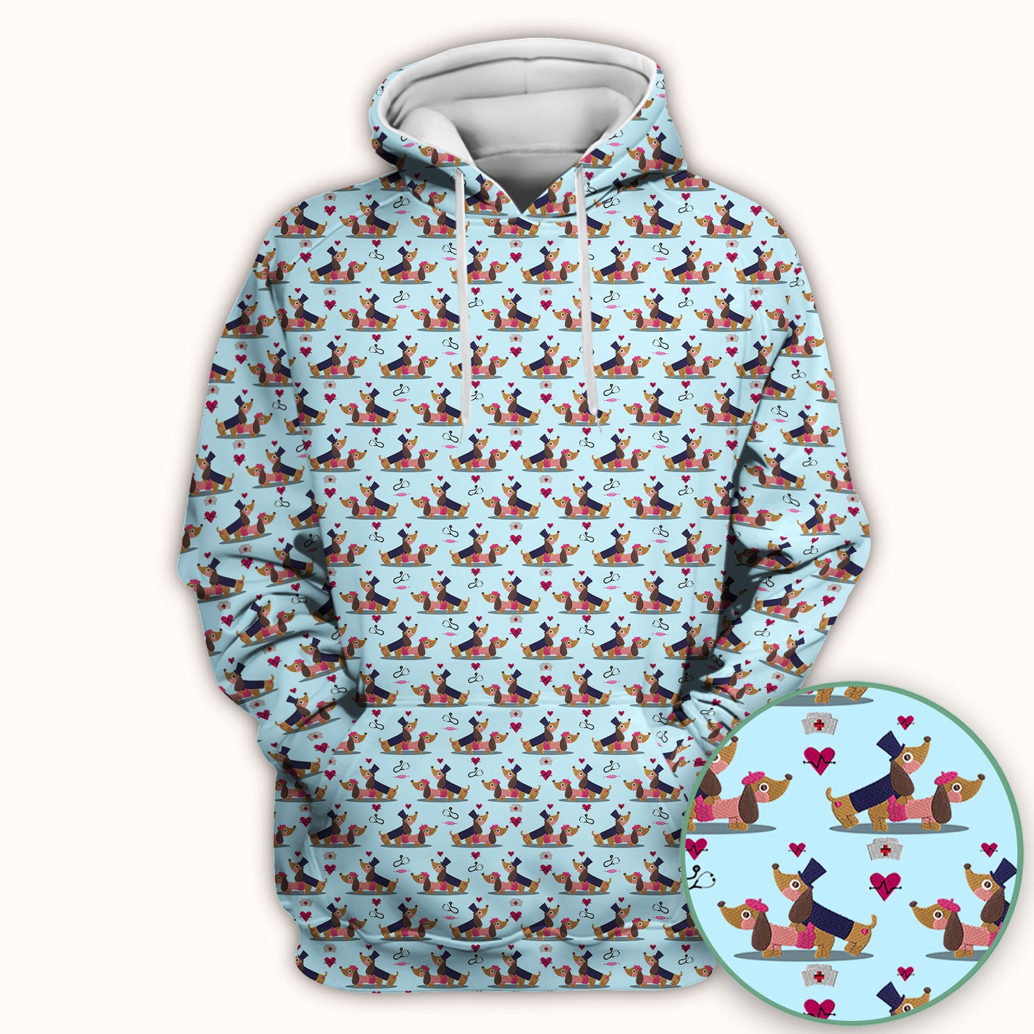 Cute Dachshund Valentine Nurse Scrub Top - Funny Gift for Women