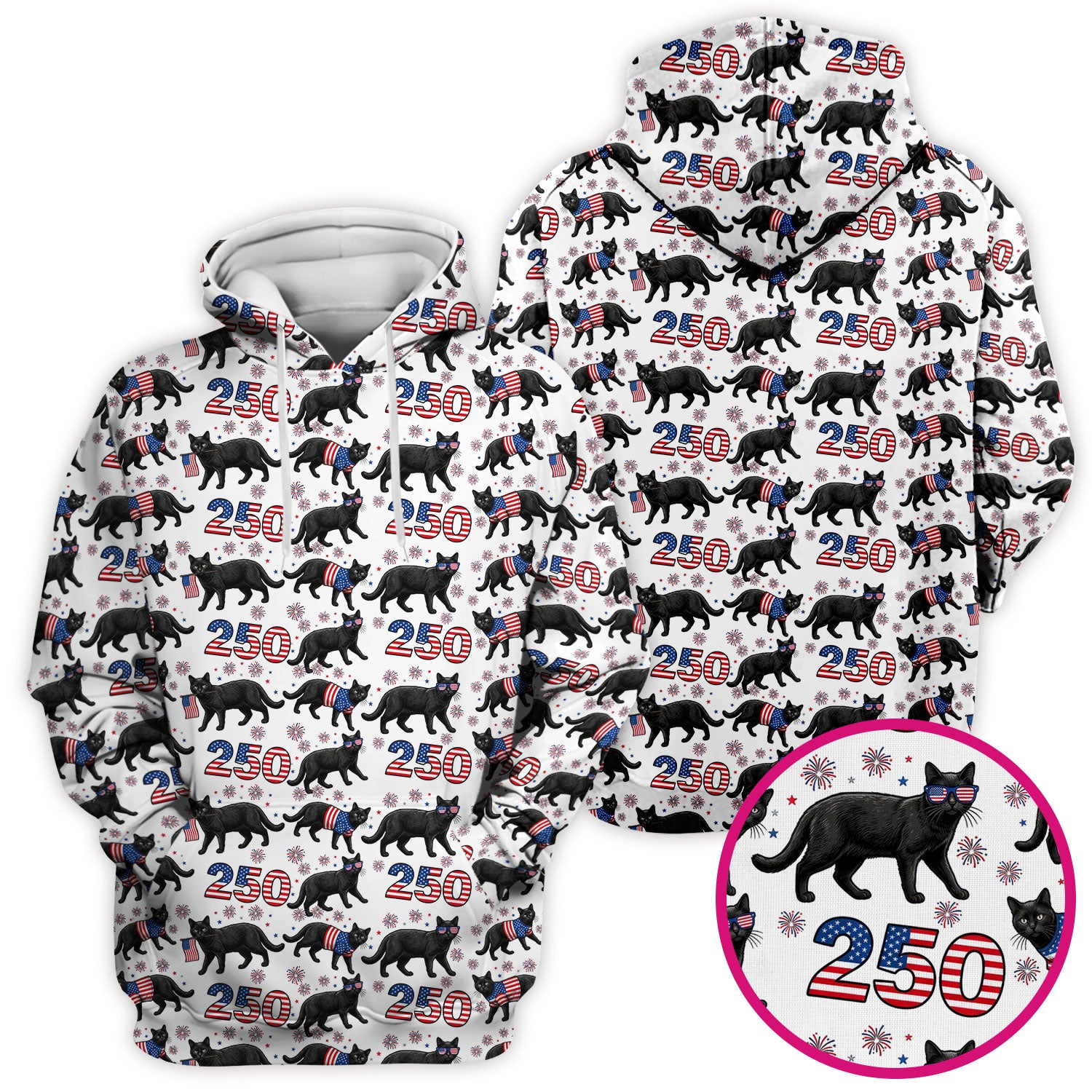 Black Cat 250 USA Flag Fireworks Pattern Scrubs Top, Comfortable Scrubs for Nurses