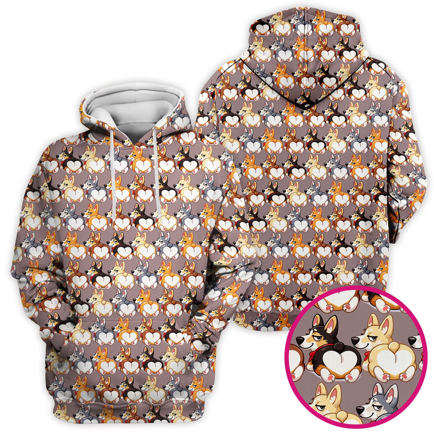 Funny Corgi Cartoon Pattern Scrub Top, Comfortable Scrubs for Nurses