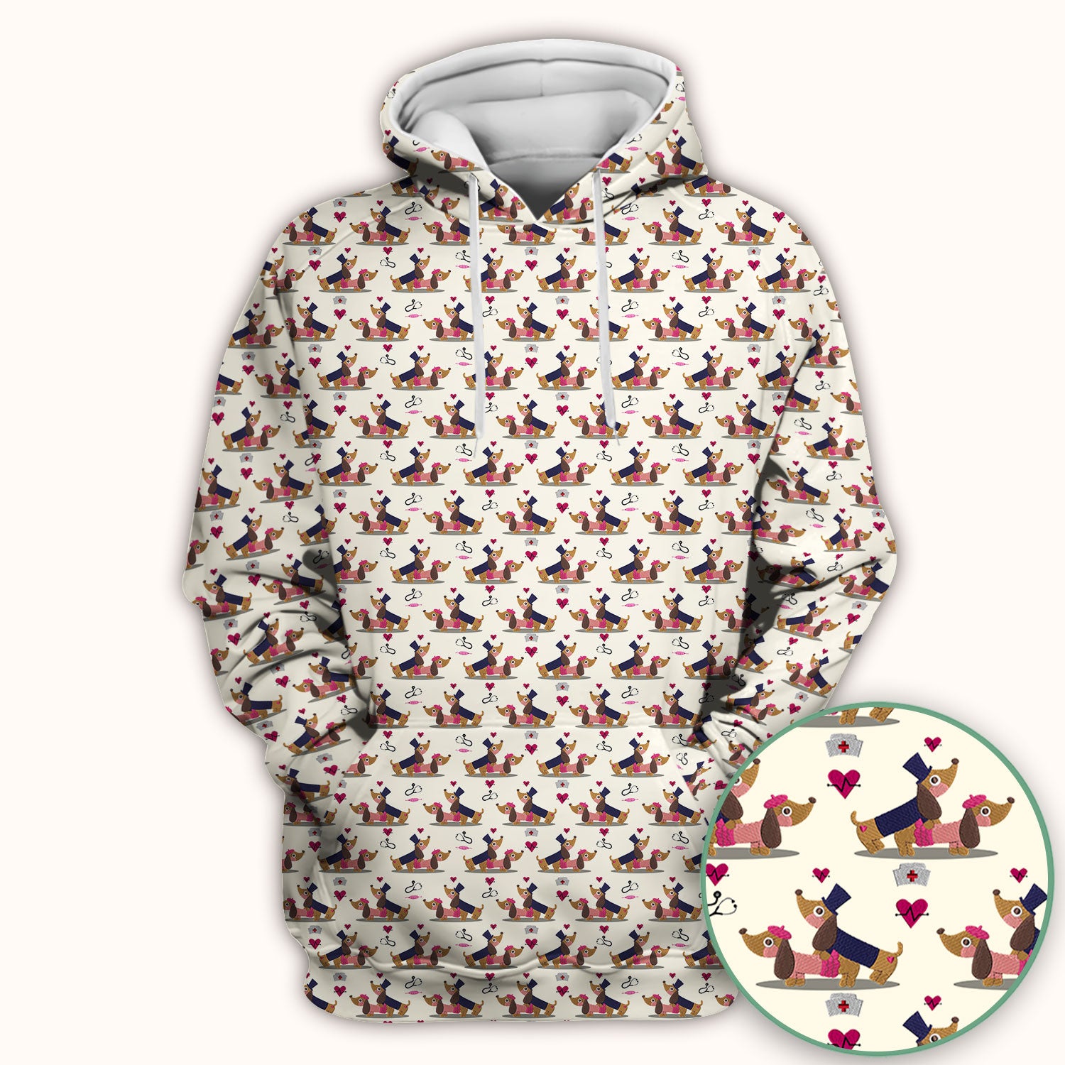 Funny Dachshund Couple Valentine Scrub Top - Nursing Gift for Women