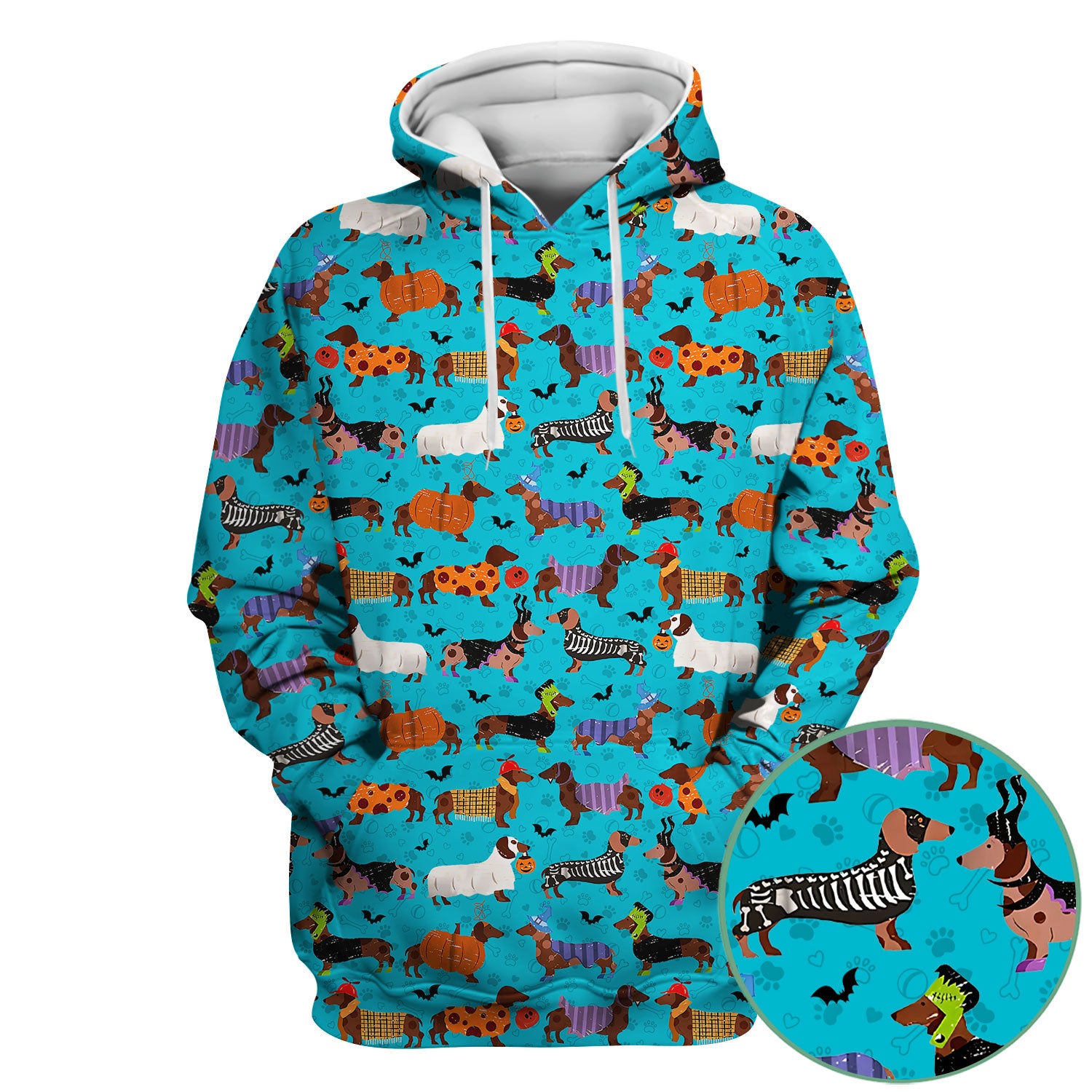 Funny Halloween Dachshund Scrub Top - Cute Sausage Dog Pumpkin Skeleton Nurse Shirt for Women - RN LPN CNA Medical Gift
