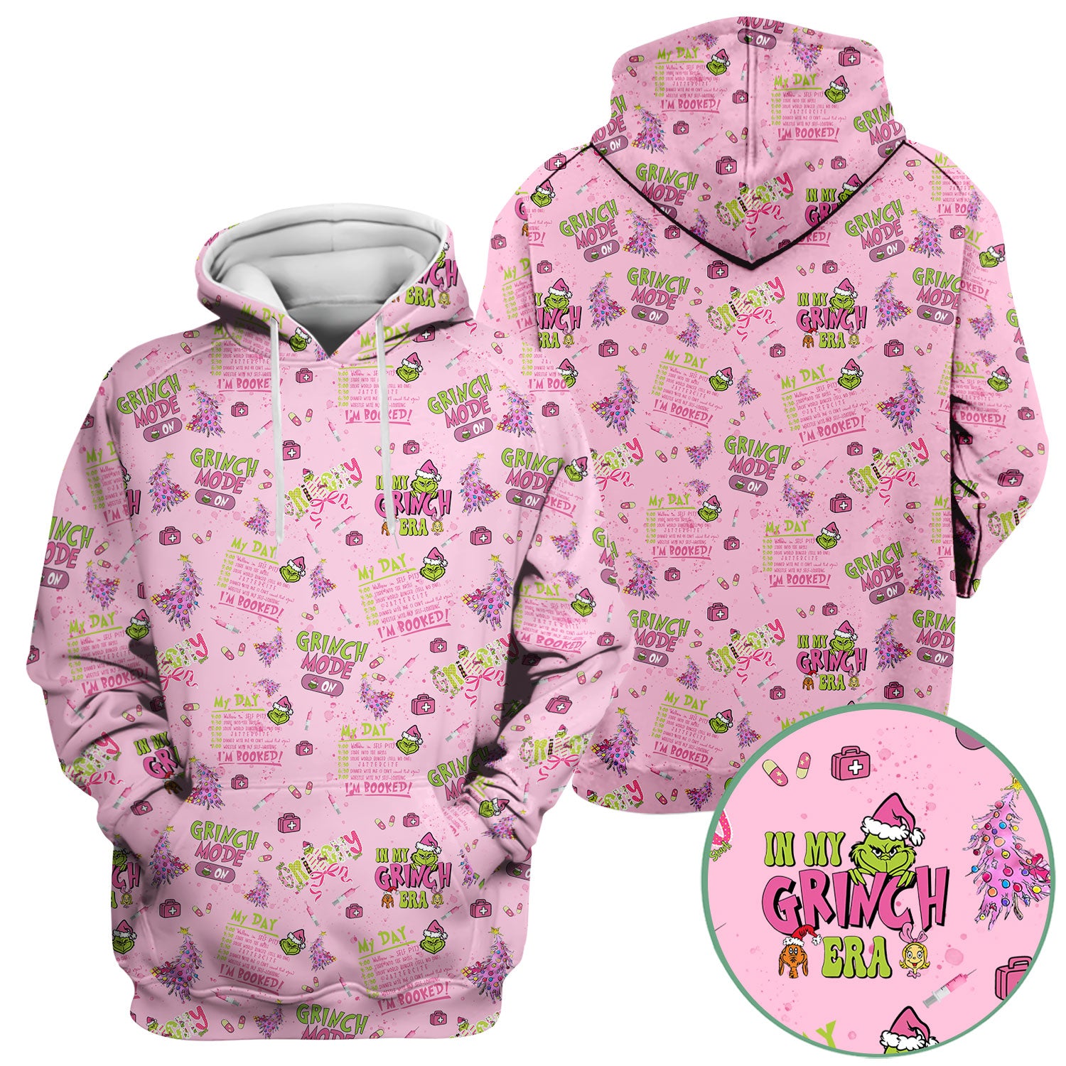 I’m Booked Funny Christmas Scrub for Women - Grinch Mode On Holiday Nurse Uniform Shirt - Grinchmas Gift for RN CNA LPN