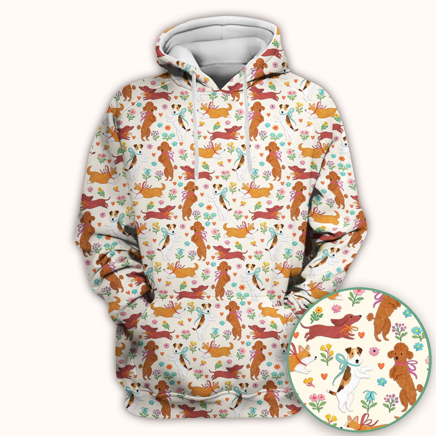 Cute Cartoon Dog Print Nurse Scrub Top, Comfortable Scrubs for Nurses