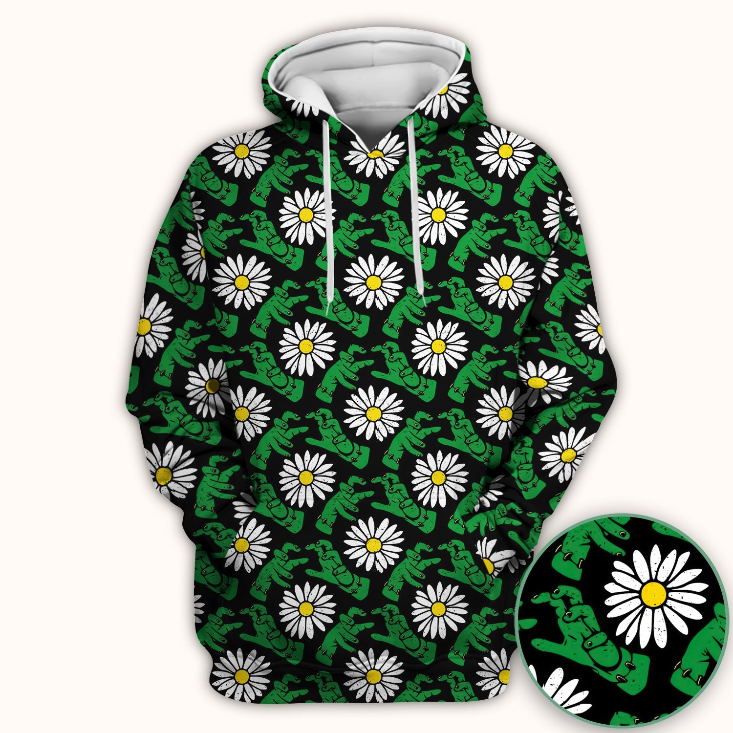 Halloween Monster And Daisies Scrub Top, Comfortable Scrubs for Nurses
