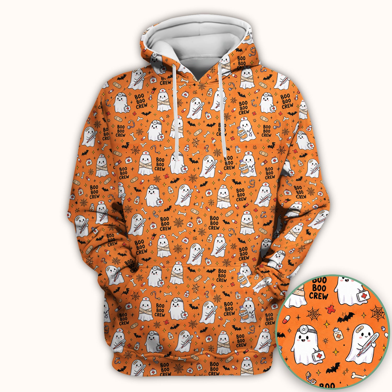 Cute Halloween Boo Boo Crew Ghost Scrub Top, Comfortable Scrubs for Nurses