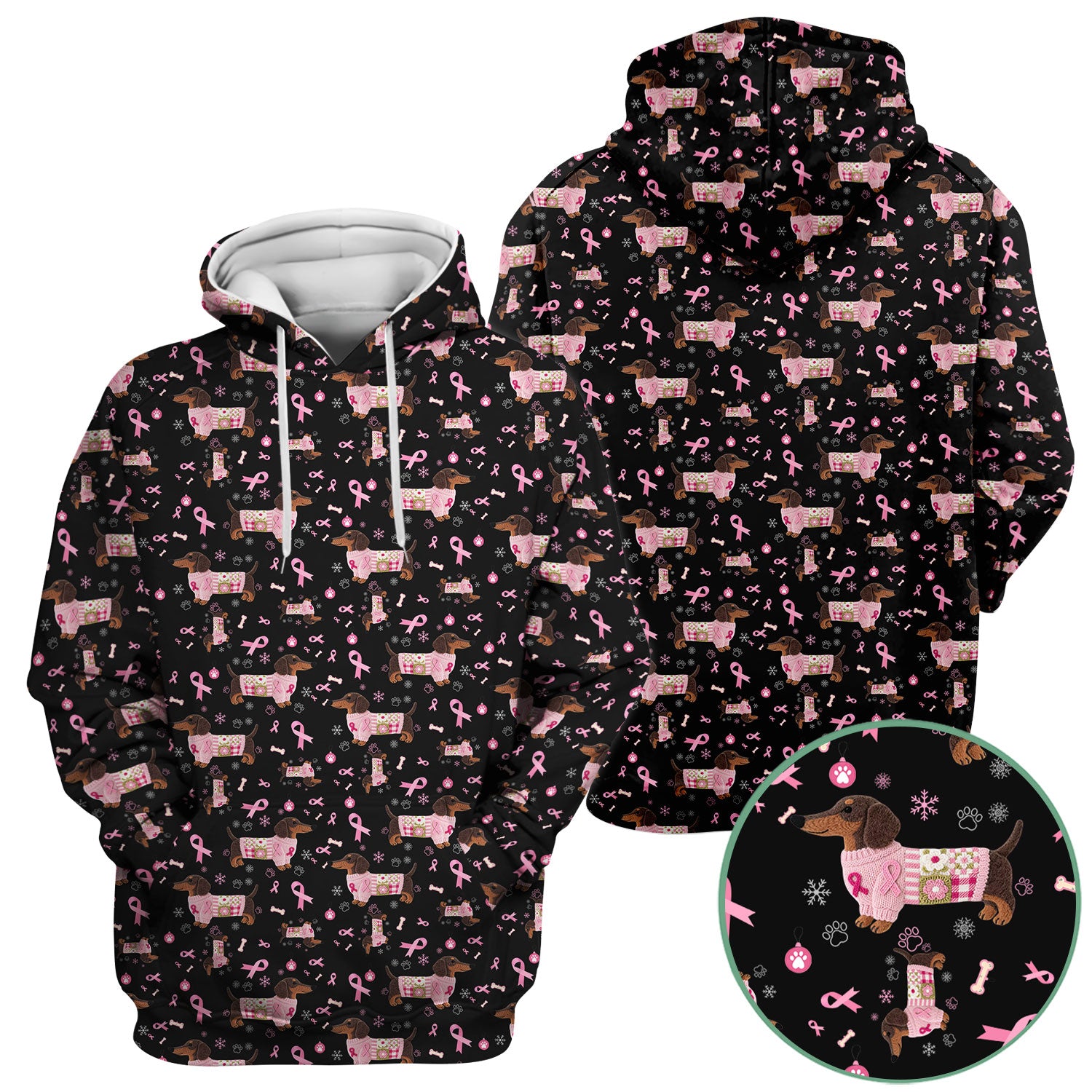 Dachshund Breast Cancer Awareness Scrub - Puppy Dog Pink Ribbon Nurse Shirt - Wiener Support Fight Cancer Gift