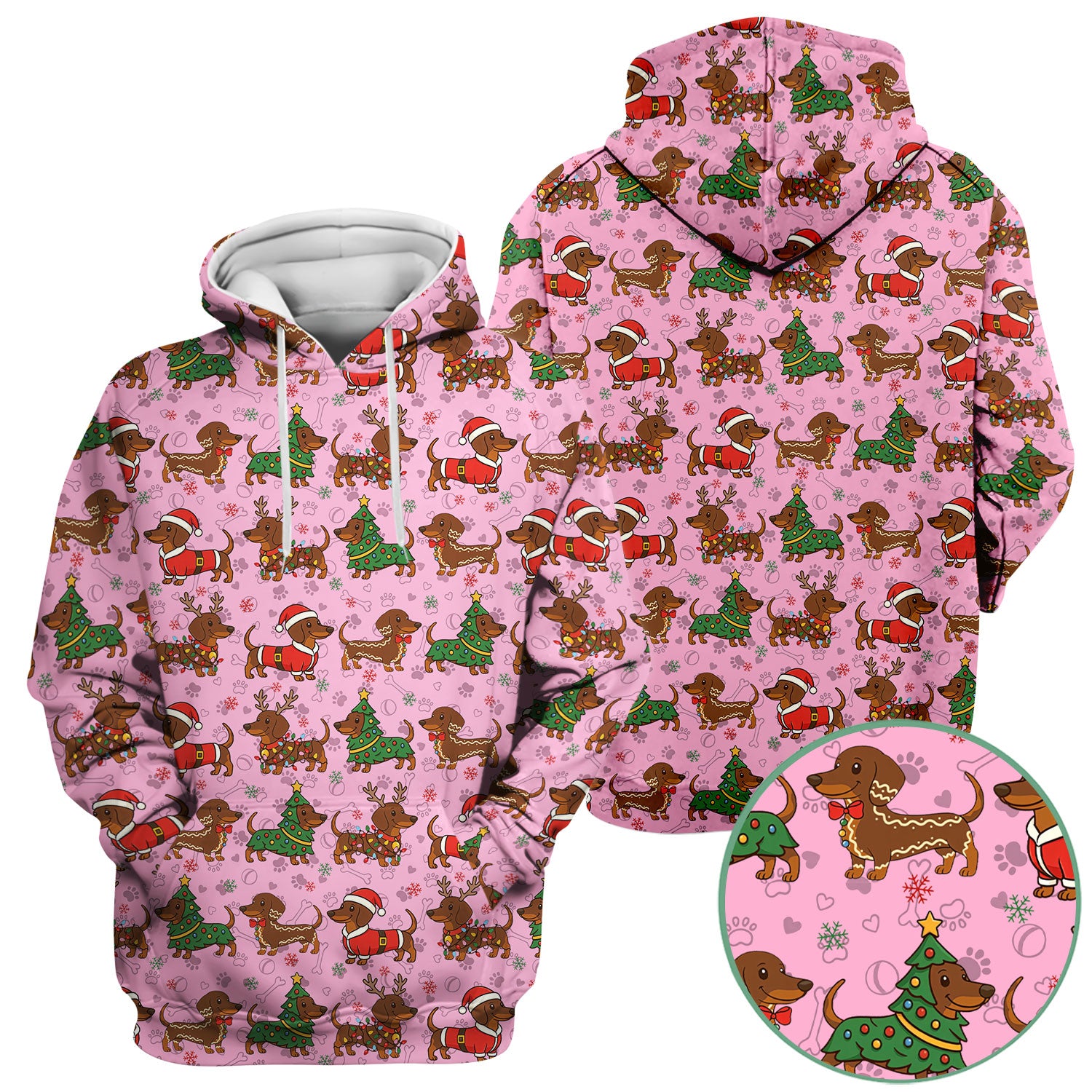 Holiday Dachshund Christmas Scrub Top - Funny Wiener Sausage Dog Nurse Shirt - Adorable Dog Lover Gift for RN CNA LPN