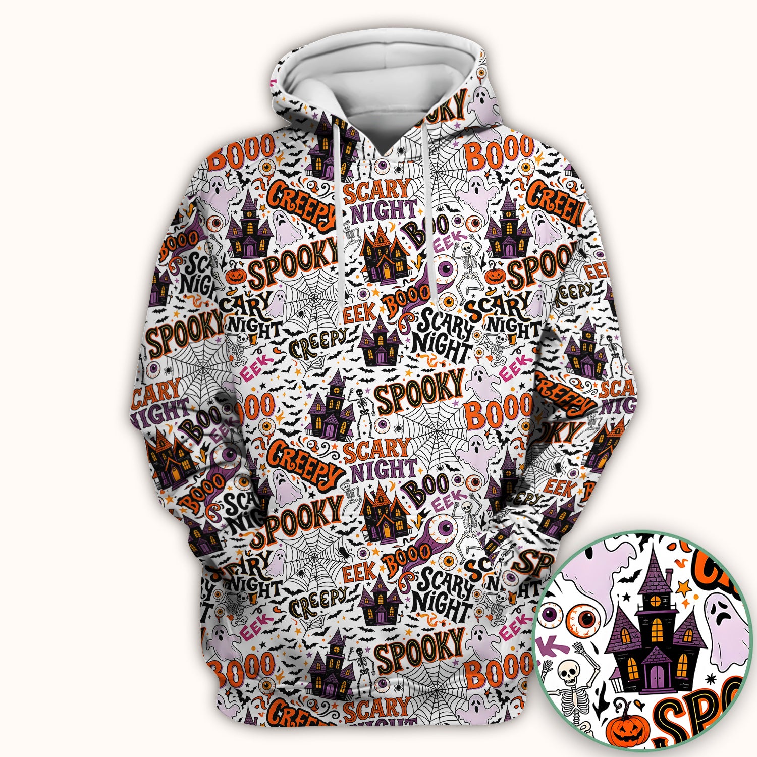 Spooky Halloween Haunted House Typography Scrub Top, Comfortable Scrubs for Nurses