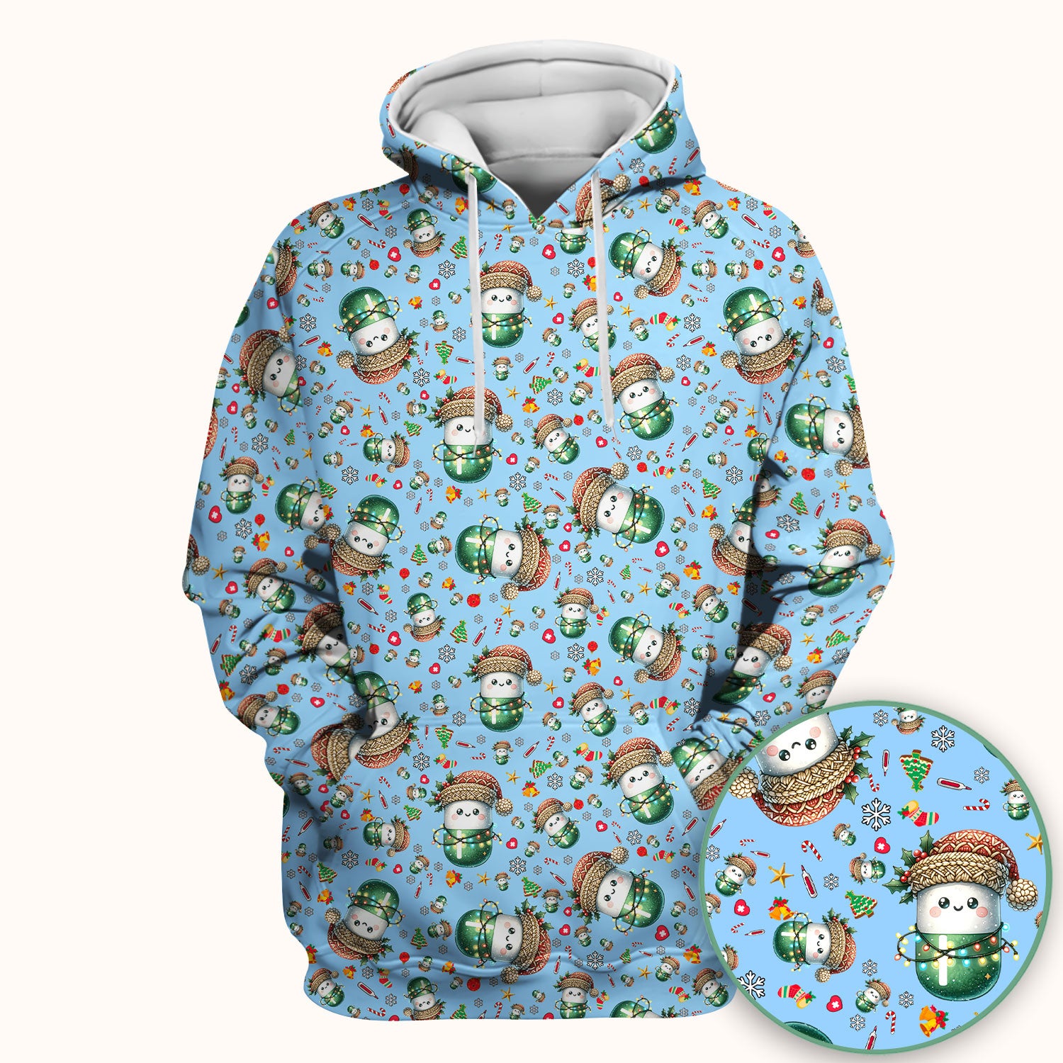 Pharmacy Tech Christmas Scrub Top – Cute Green Snowman Print Nurse Outfit – Funny Holiday Medical Uniform for Pharmacists