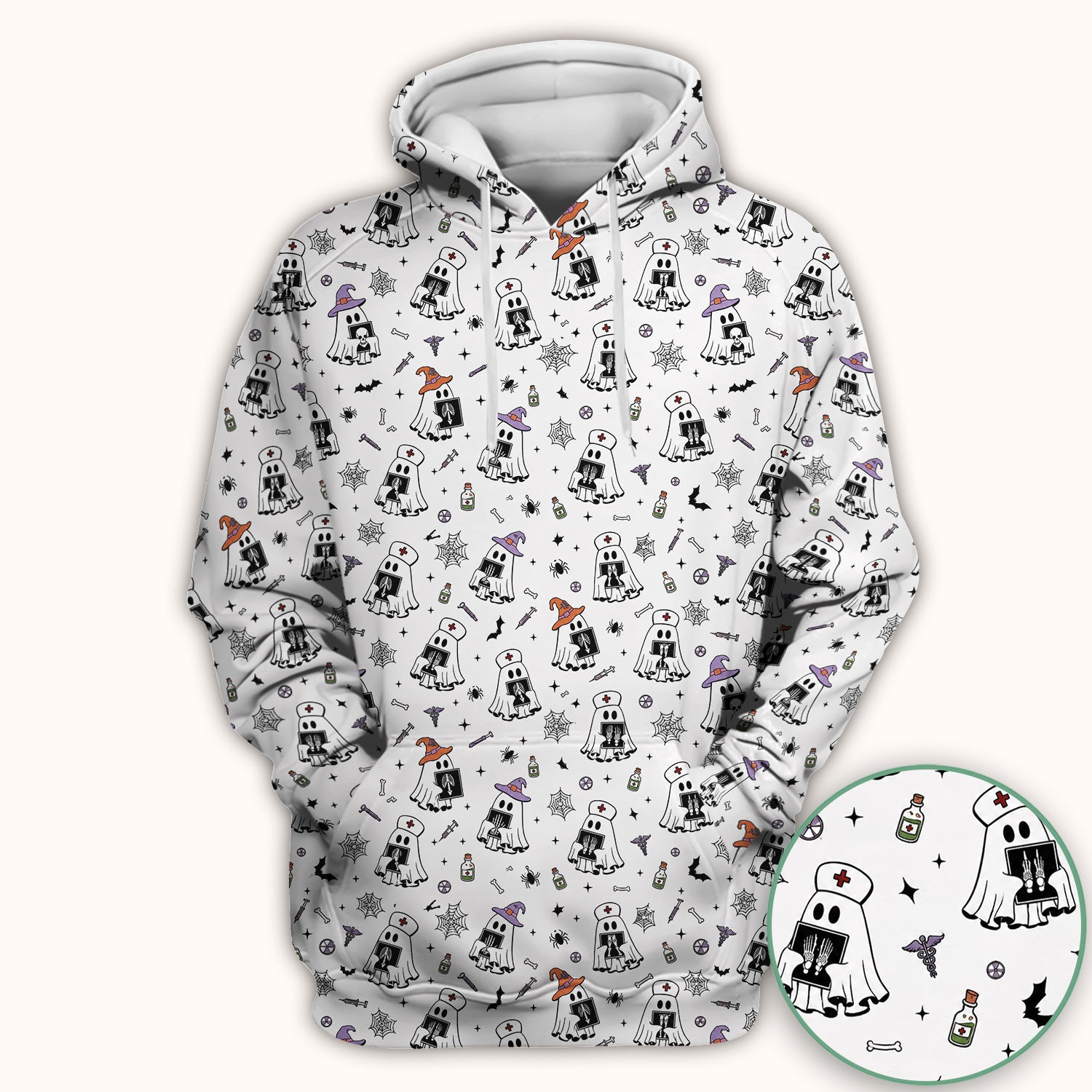 Halloween Ghost Nurses With X-Rays Scrub Top, Comfortable Scrubs for Nurses