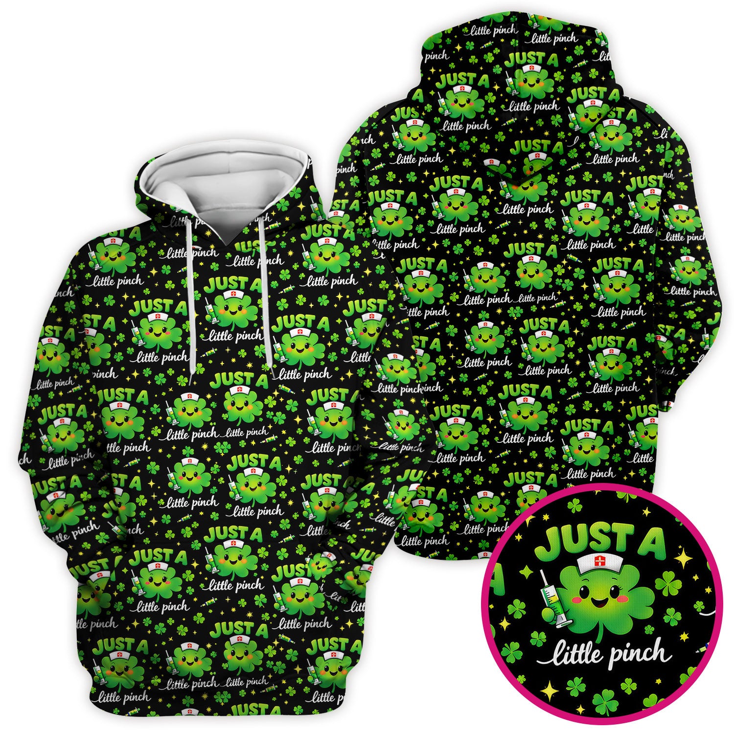 Shamrock Nurse Just A Little Pinch Print Scrub Top, Comfortable Scrubs for Nurses