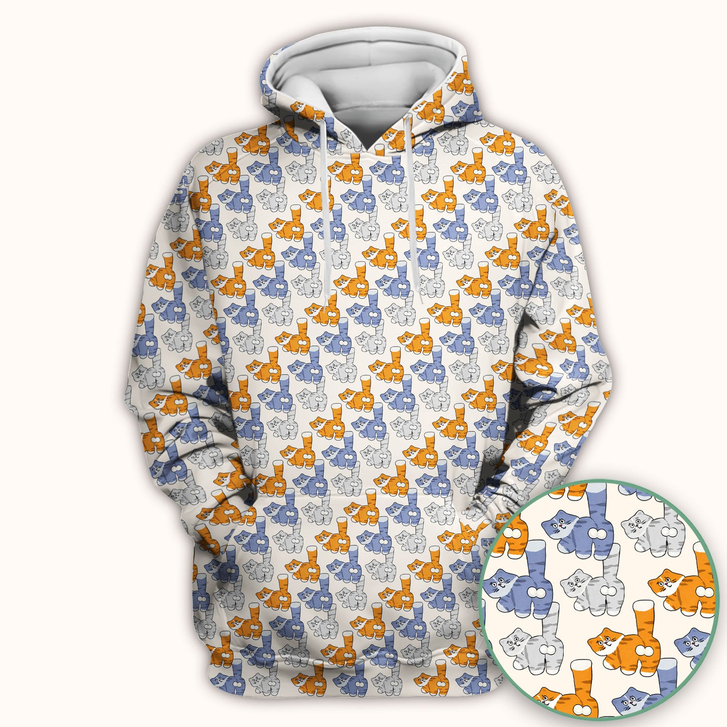 Cute Cartoon Cat Pattern Scrub Top for Nurses, Comfortable Scrubs for Nurses