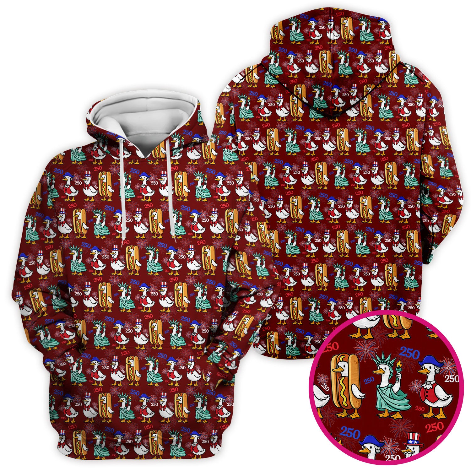 Patriotic Duck Independence Day Pattern Scrub Top, Breathable Healthcare Uniform Top