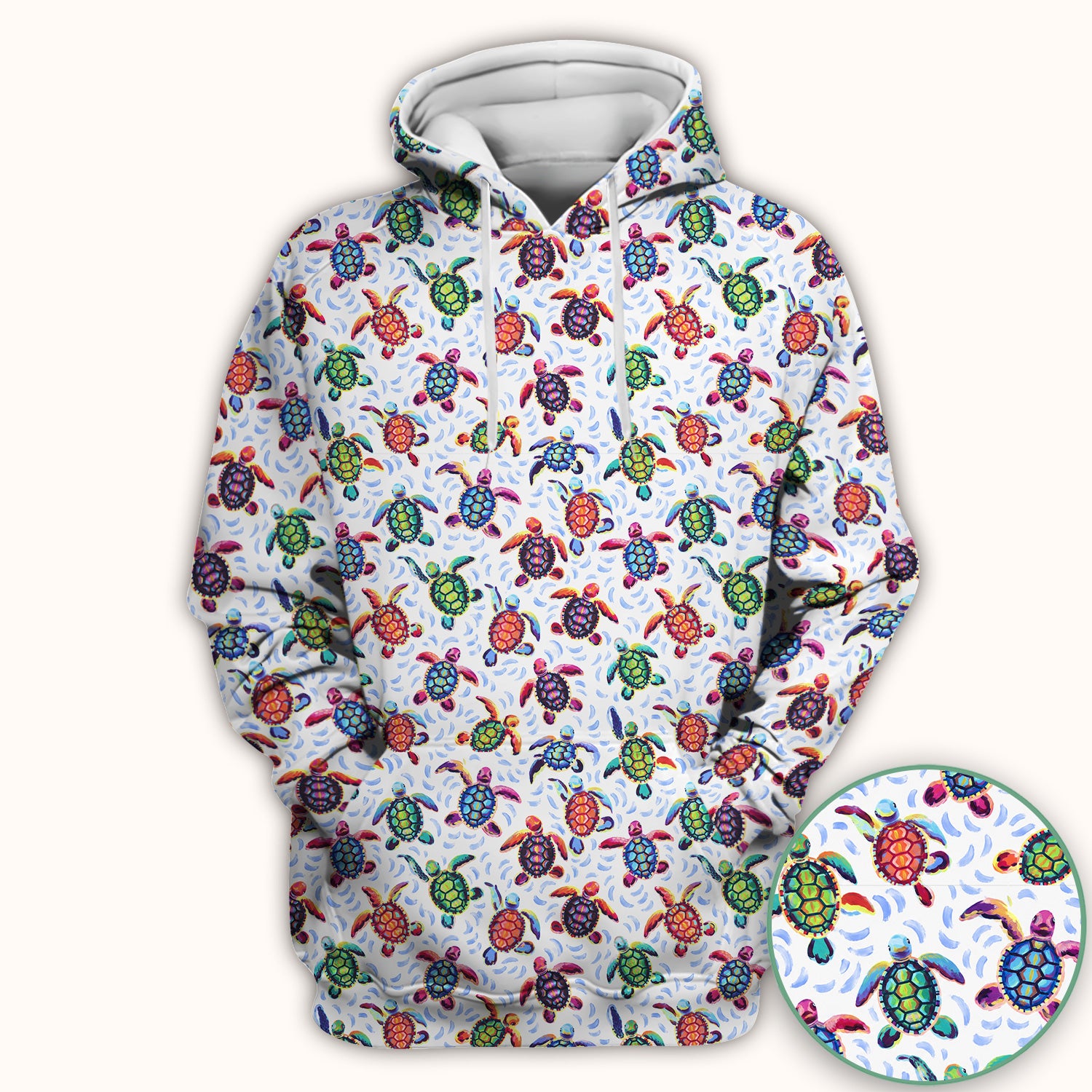Colorful Sea Turtle Wave Pattern Scrub Top, Comfortable Scrubs for Nurses