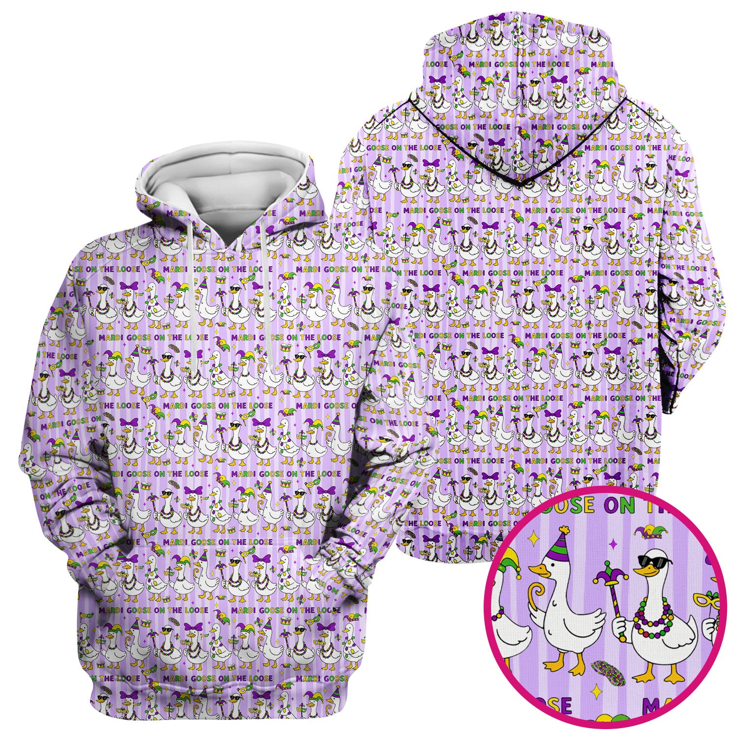 Mardi Gras Goose Nurse Scrub Top, Funny Carnival Medical Pattern Nurse Shirt, Breathable Fabrics Nursing Uniform