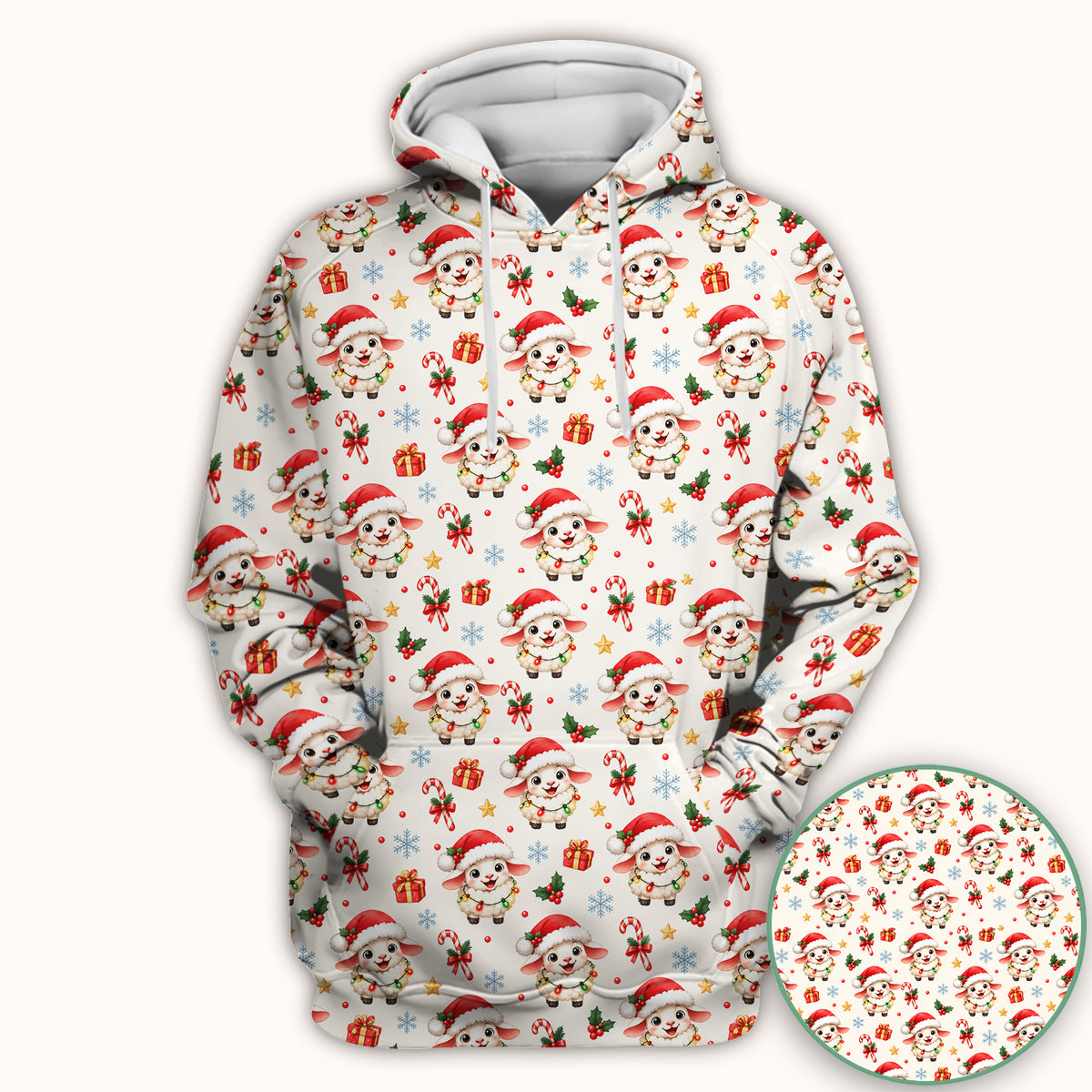 Christmas Lamb With Lights Scrub Top, Comfortable Scrubs for Nurses