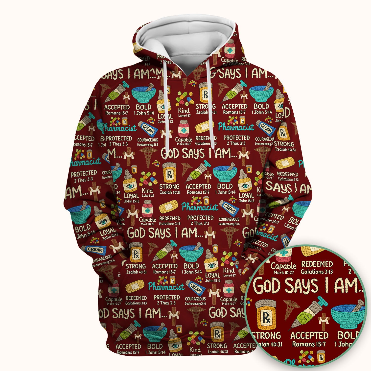 God Says I Am Pharmacist Scrub Top - Christian Pharmacy Scrubs for Women - Faith Inspired Medical Uniform - Bible Verse Nurse Shirt