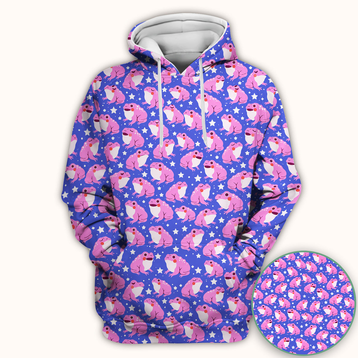 Cute Pink Frogs with Stars Pattern Scrub Top, Comfortable Scrubs for Nurses