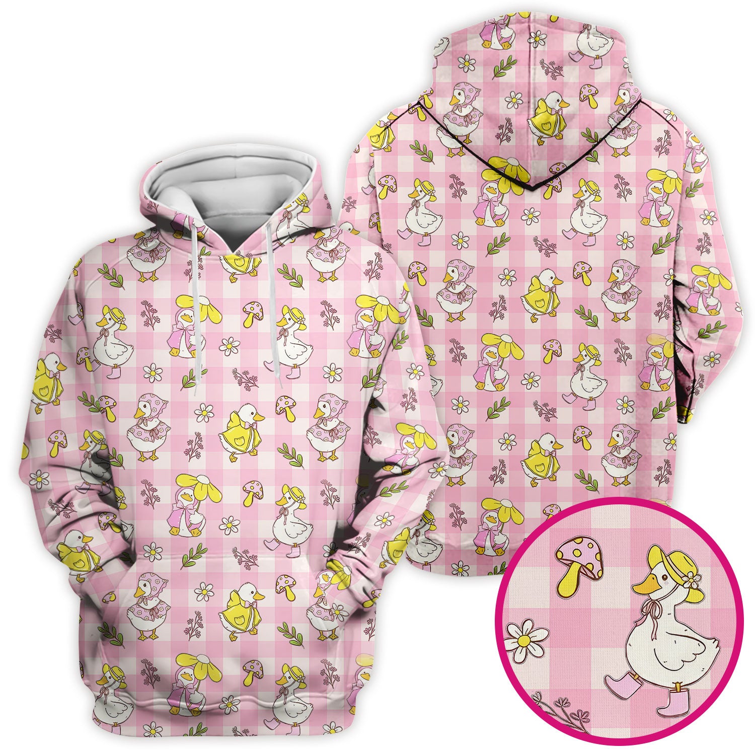Cute Duck Outfit Gingham Pattern Scrub Top, Comfortable Scrubs for Nurses