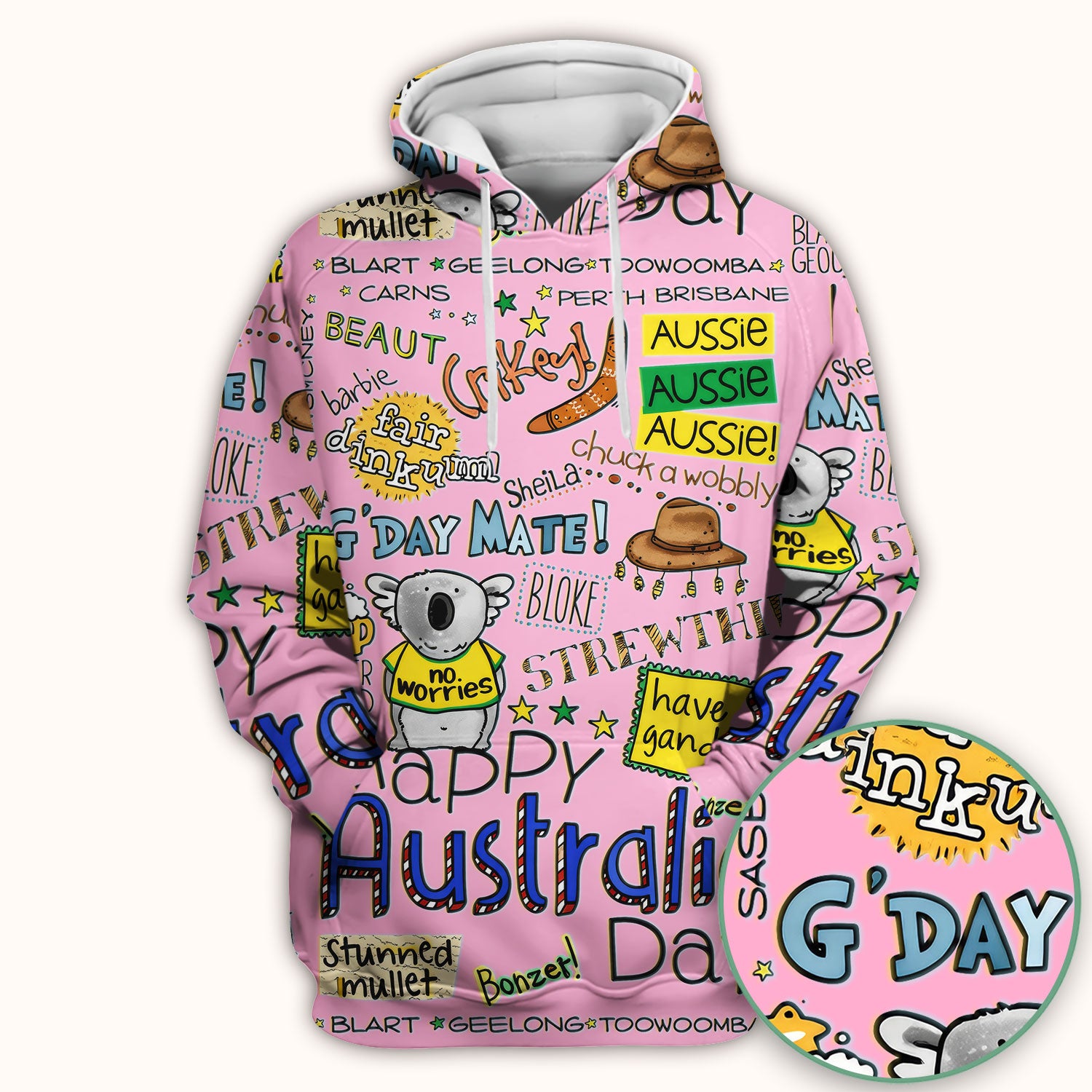 Cute Cartoon Koala Australia Pattern Scrub Top, Breathable Fabrics Nursing Uniform