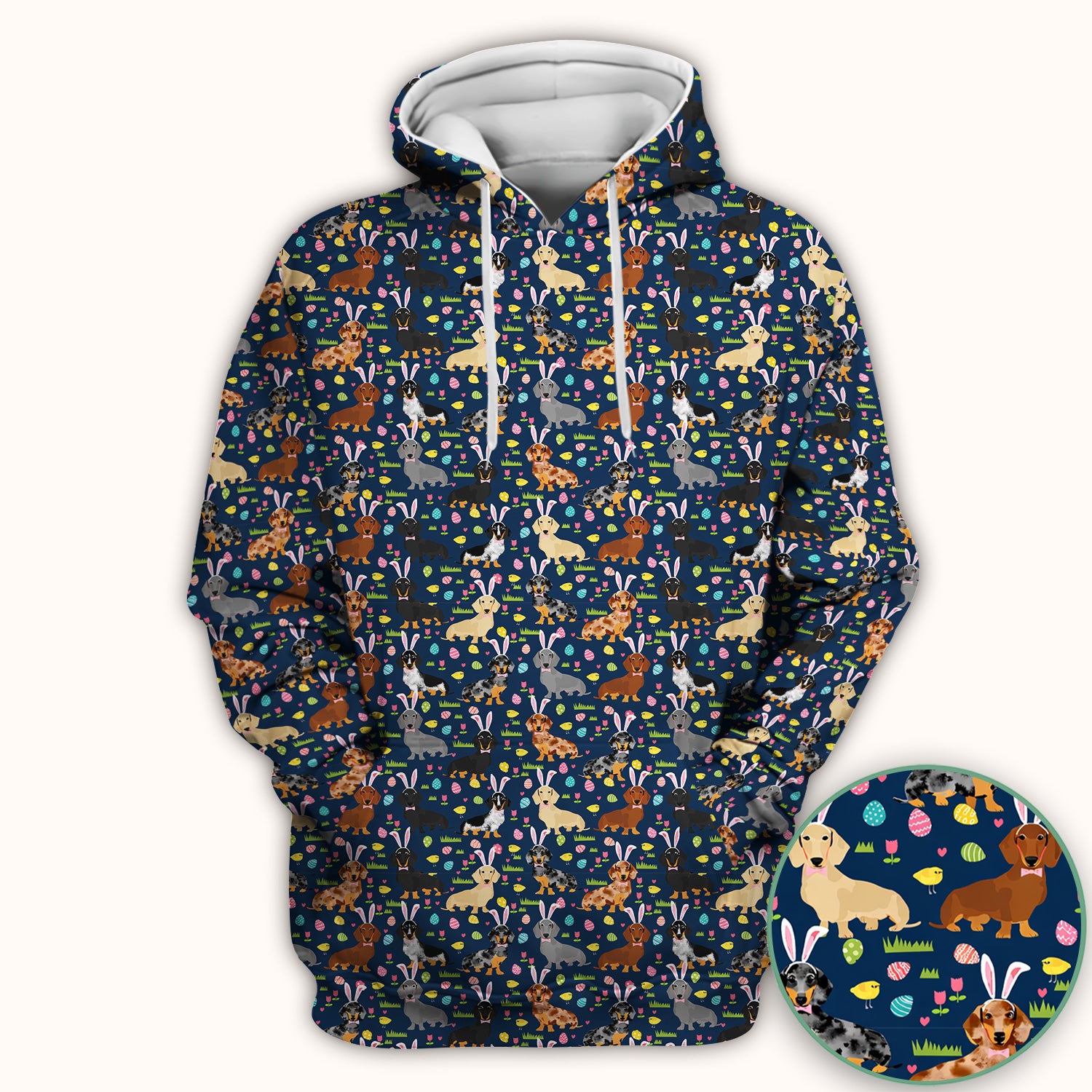 Easter Dachshund Dog Pattern Scrub Top, Comfortable Scrubs for Nurses