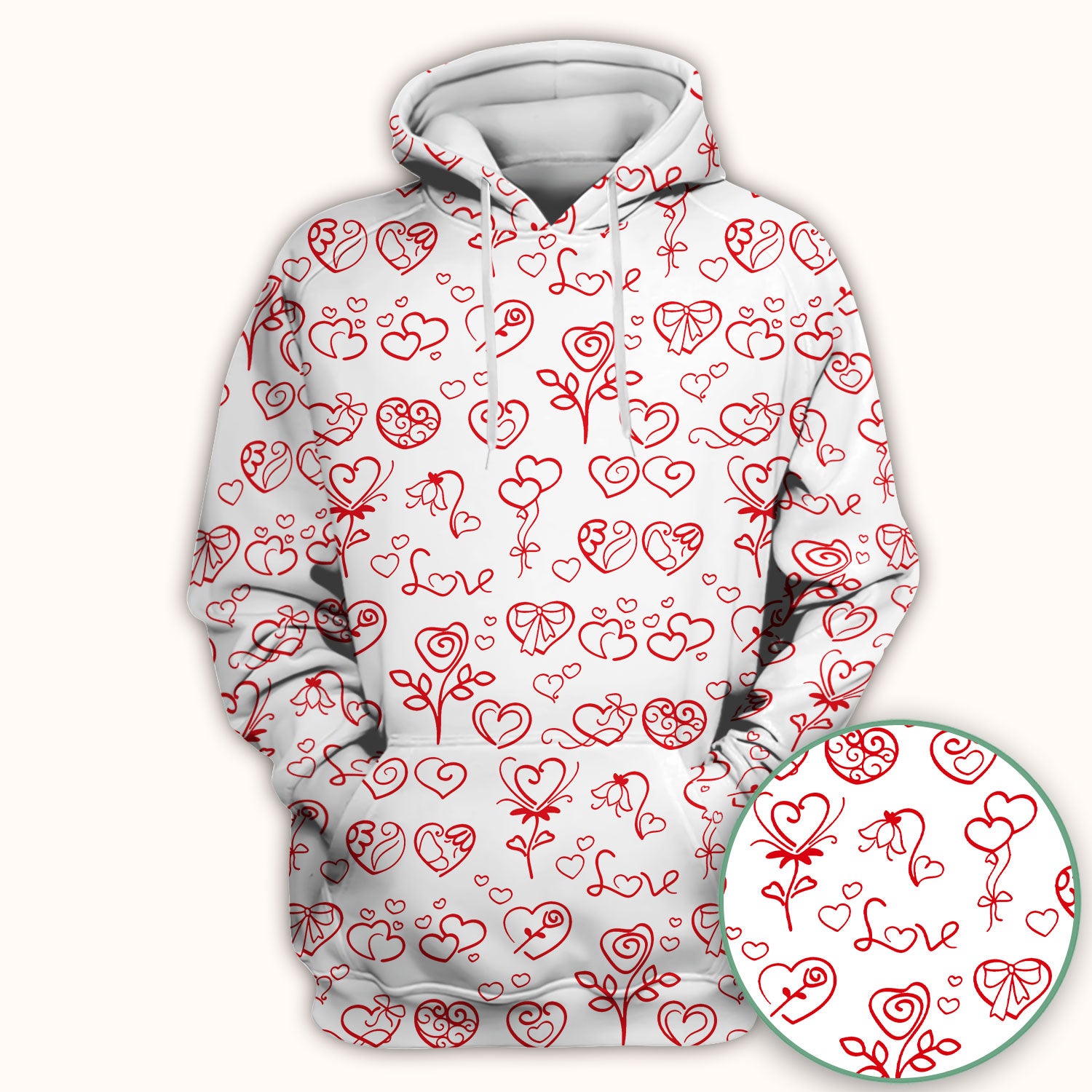 Cute Valentine Heart Scrub Top, Artistic Heart Pink Love Line Art Pattern Nurse Shirt, Comfortable Scrubs For Nursing