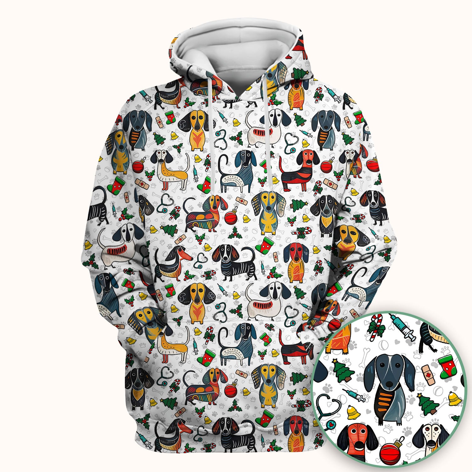 Dachshund Christmas Scrub Top - Cute Wiener Dog Nurse Uniform for Women - Holiday Medical Shirt