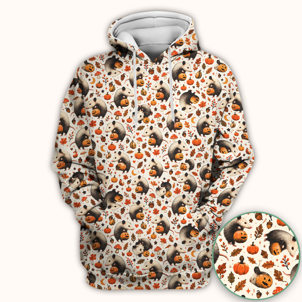 Halloween Opossum Pumpkin Patch Pattern Scrub Top, Comfortable Scrubs for Nurses