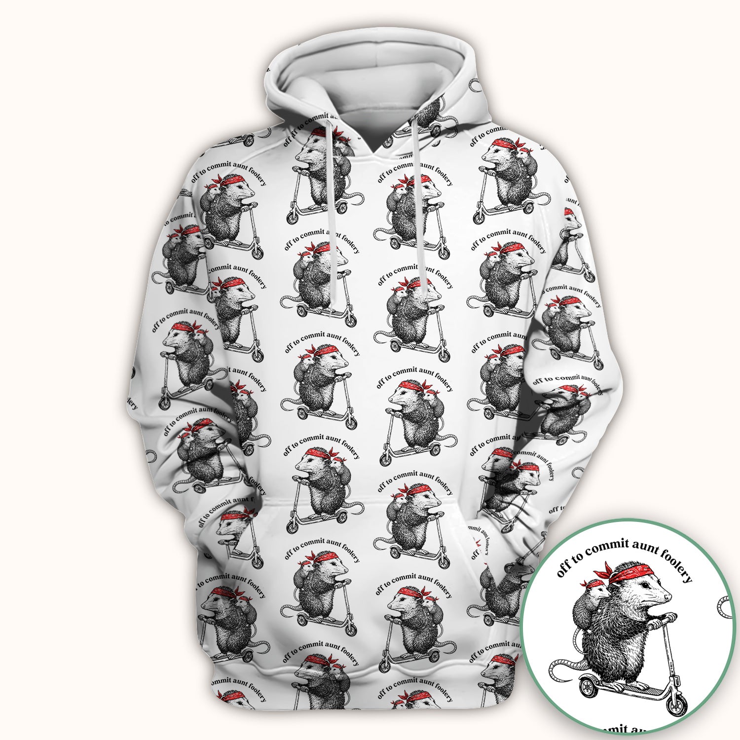 Aunt Foolery Opossum Pattern Scrub Top, Comfortable Scrubs for Nurses