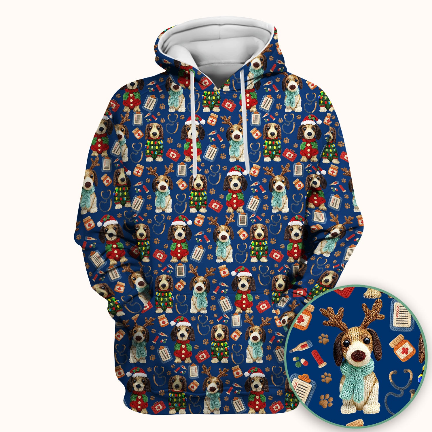 Christmas Doxie Scrubs for Women - Cute Dachshund Christmas Scrub Top for Nurses - Funny Medical Uniform Gift