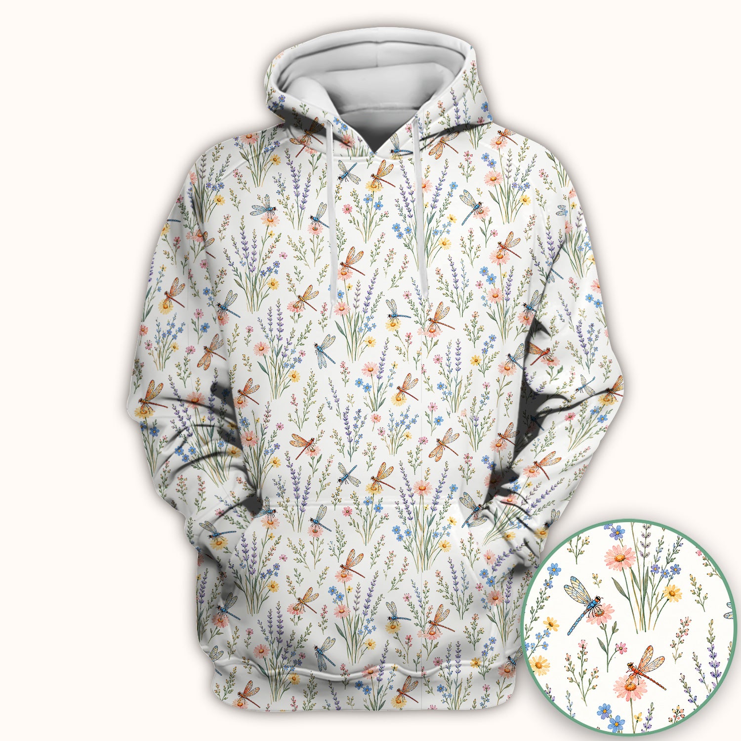 Dragonfly Wildflower Meadow Pattern Scrub Top, Comfortable Scrubs for Nurses