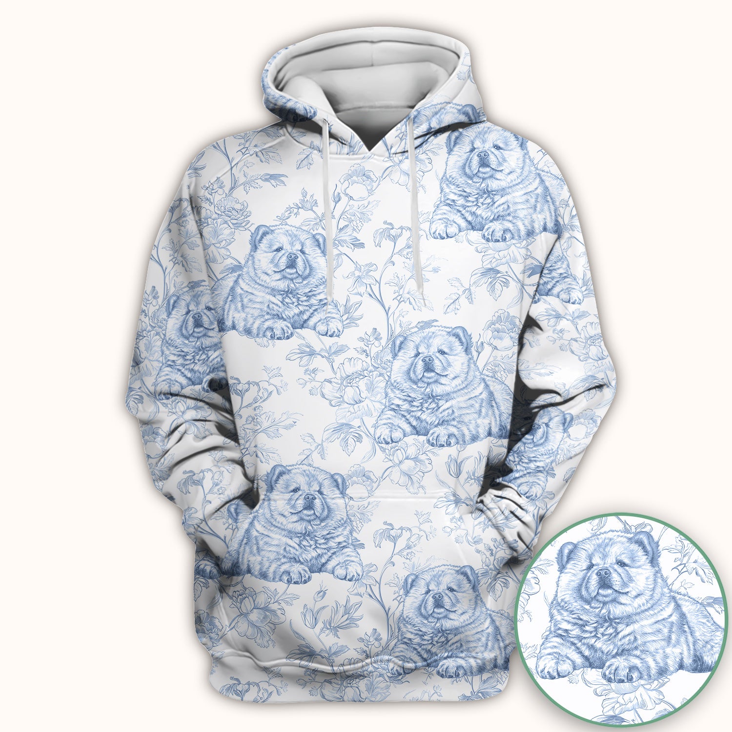 Custom Dog Cat Style Chinoiserie Pattern Scrubs Top, Comfortable Scrubs for Nurses