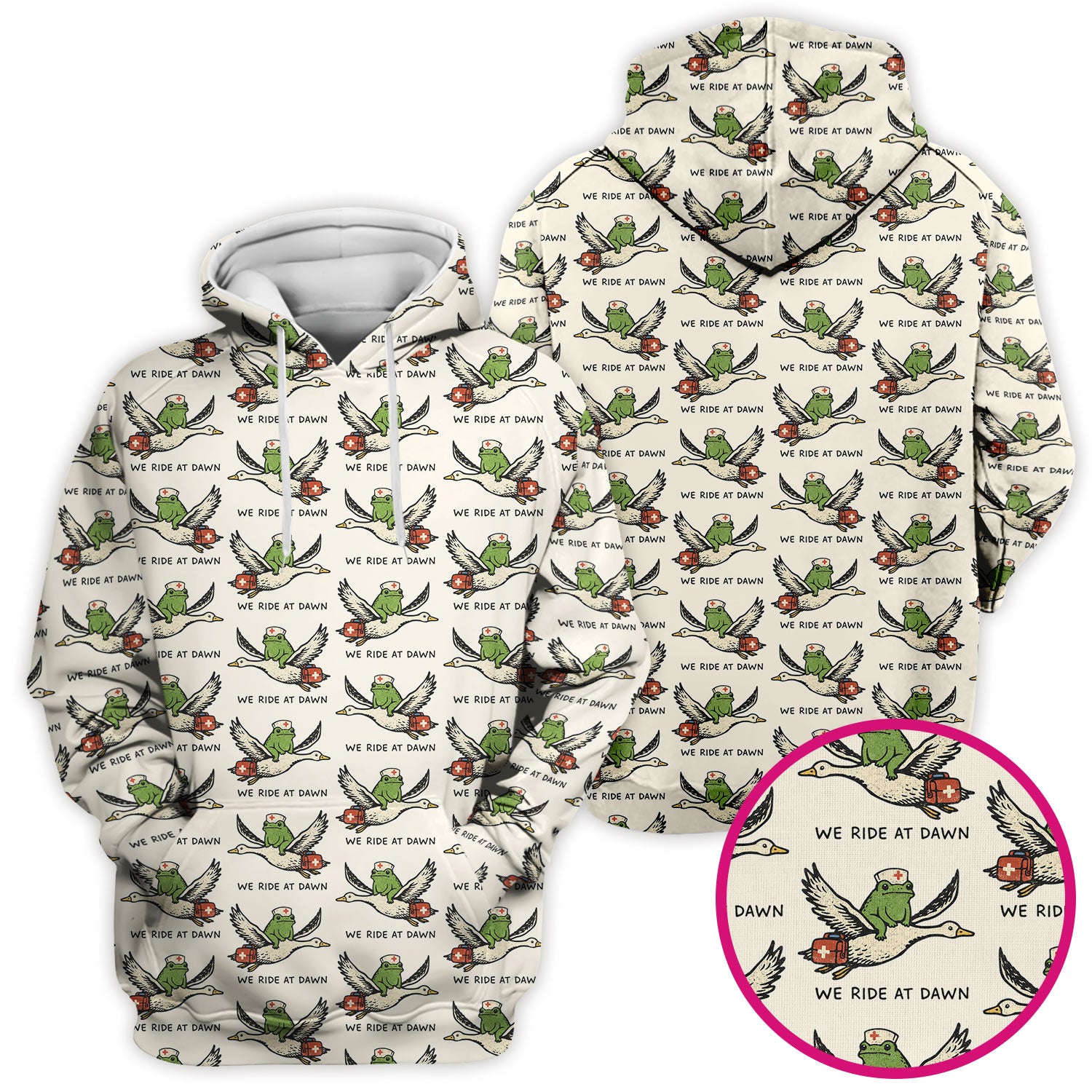 Funny Frog Riding Goose Nurse Pattern Scrub Top, Comfortable Scrubs for Nurses