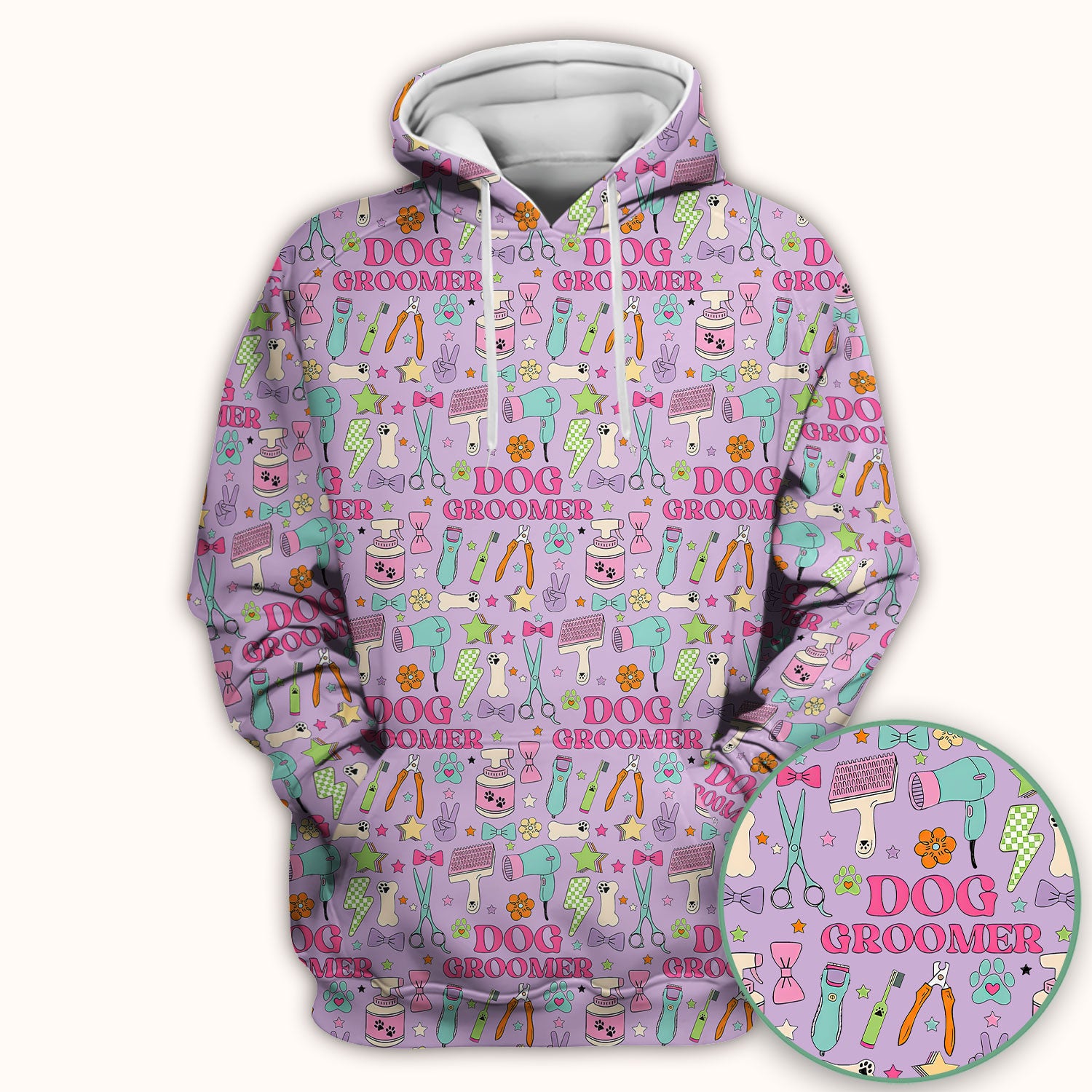 Dog Groomer Tools Pattern Nursing Scrub Top, Comfortable Scrubs for Nurses