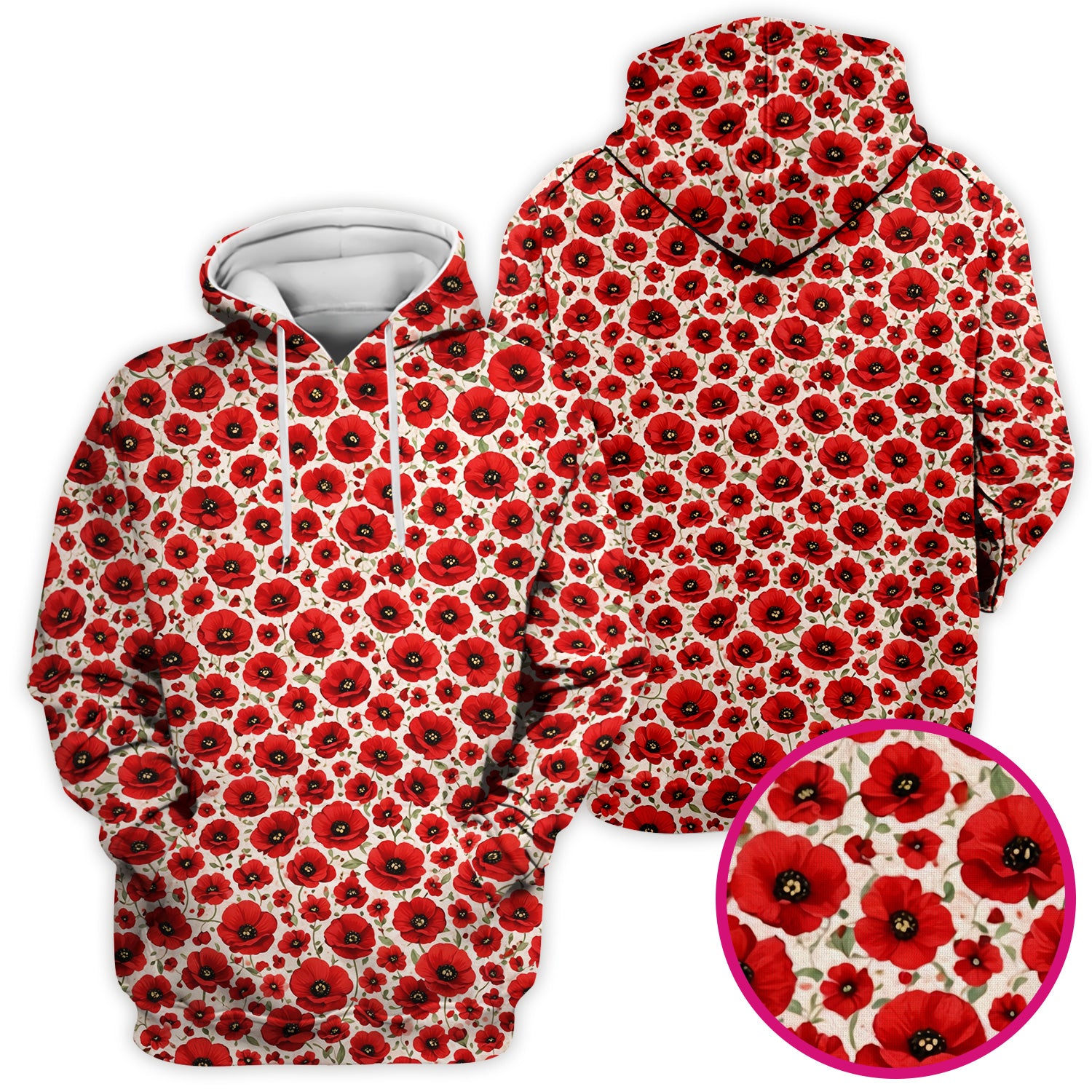 Pretty Red Poppy Flower Garden Pattern Scrub Top, Comfortable Scrubs for Nurses