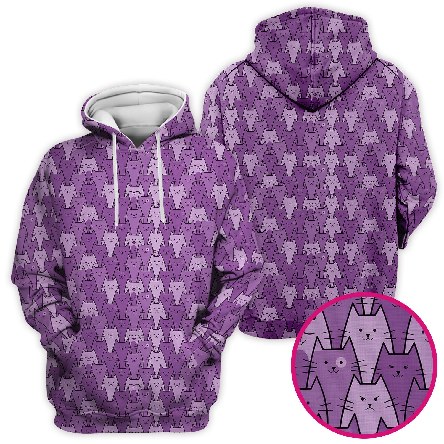 Cute Purple Cats Pattern Scrubs Top, Comfortable Scrubs for Nurses