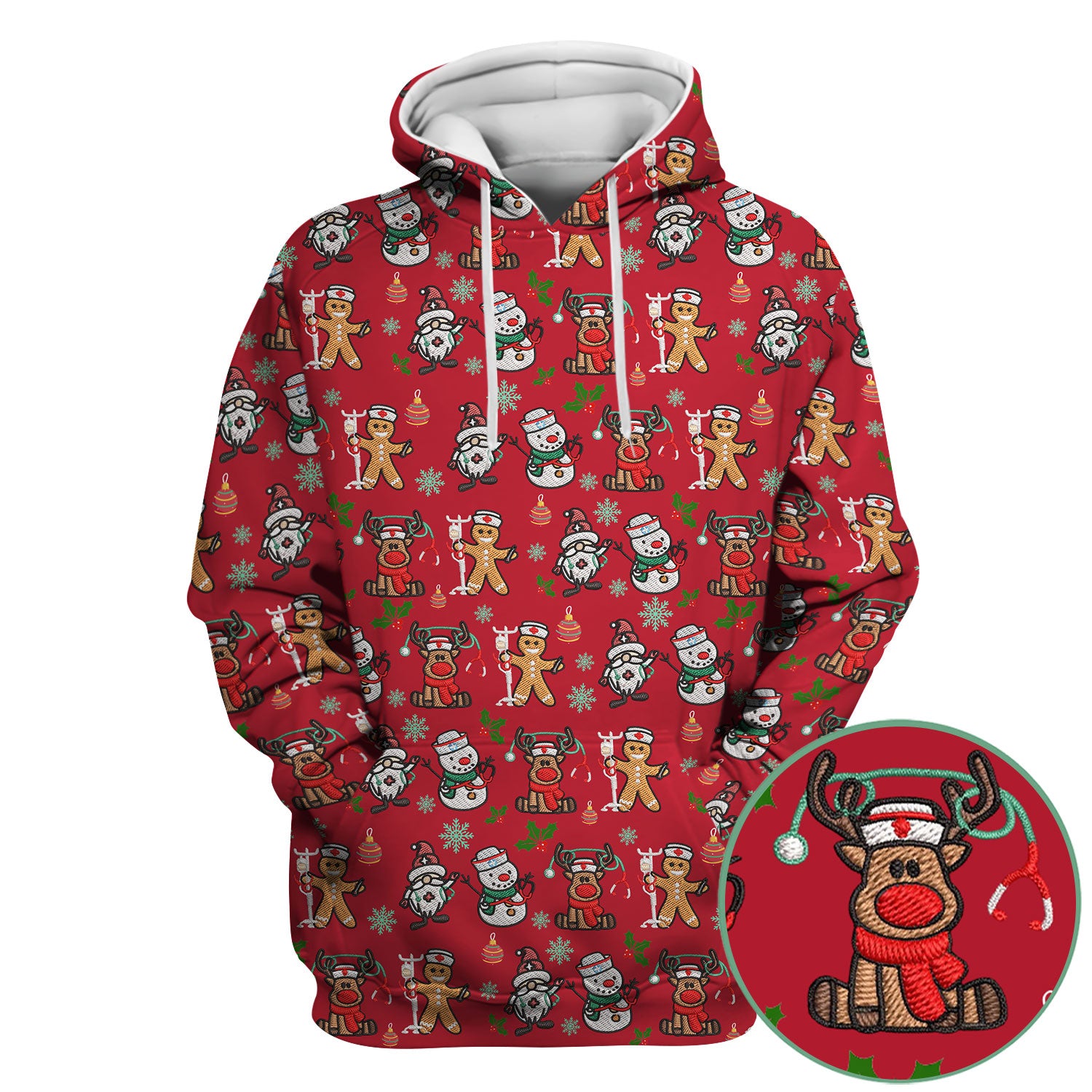 Reindeer Xmas Scrubs for Women - Gingerbread Cookies Shirts - Comfortable Scrubs for Nurses - Breathable Nursing Uniform