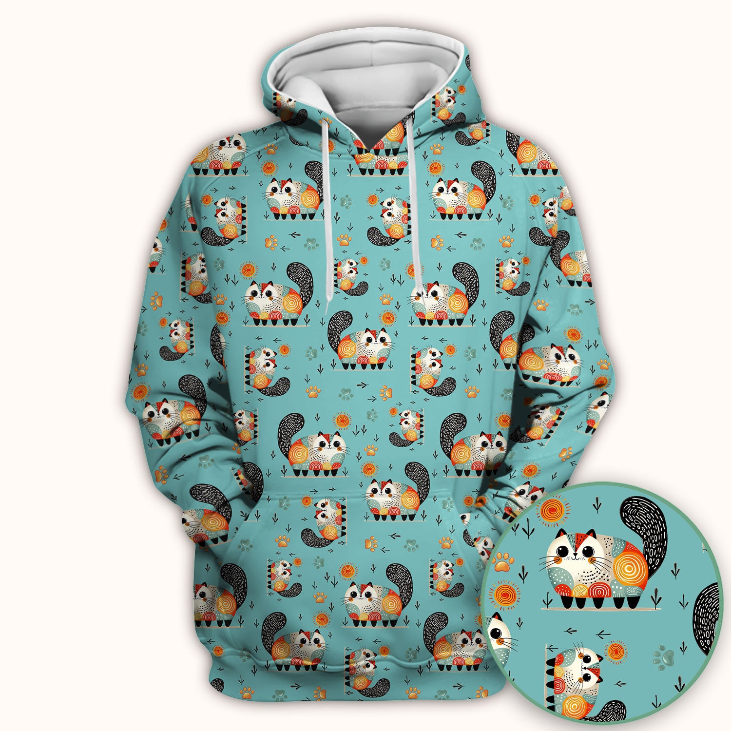 Playful Cat Illustration Nurse Scrub Top, Comfortable Scrubs for Nurses