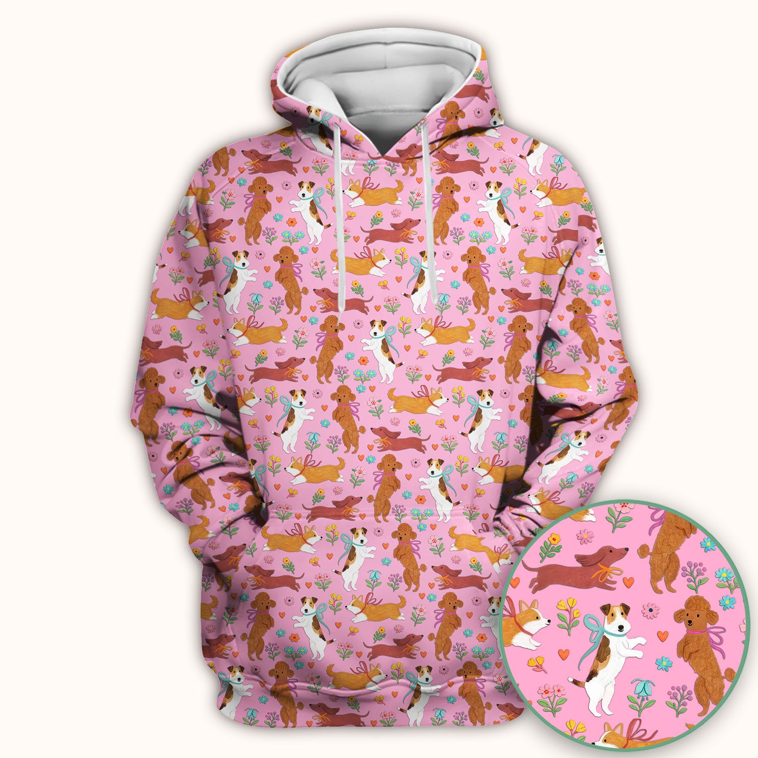 Cute Cartoon Dog Print Nurse Scrub Top, Comfortable Scrubs for Nurses