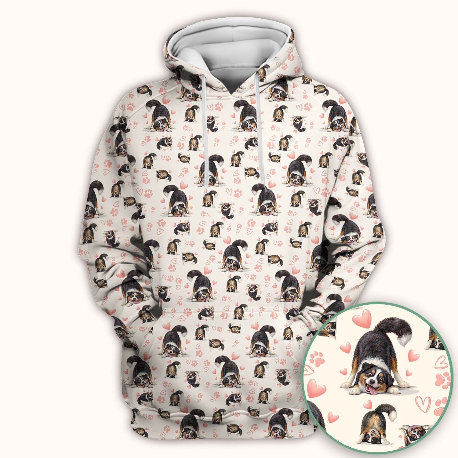 Playful Dog Heart Medical Print Scrub Top, Breathable Fabrics Nursing Uniform