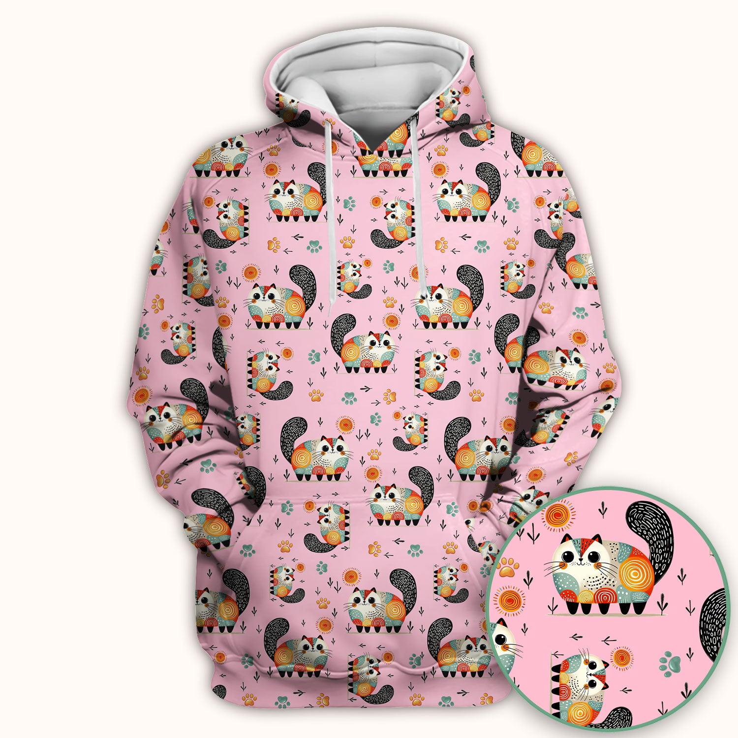 Playful Cat Illustration Nurse Scrub Top, Comfortable Scrubs for Nurses