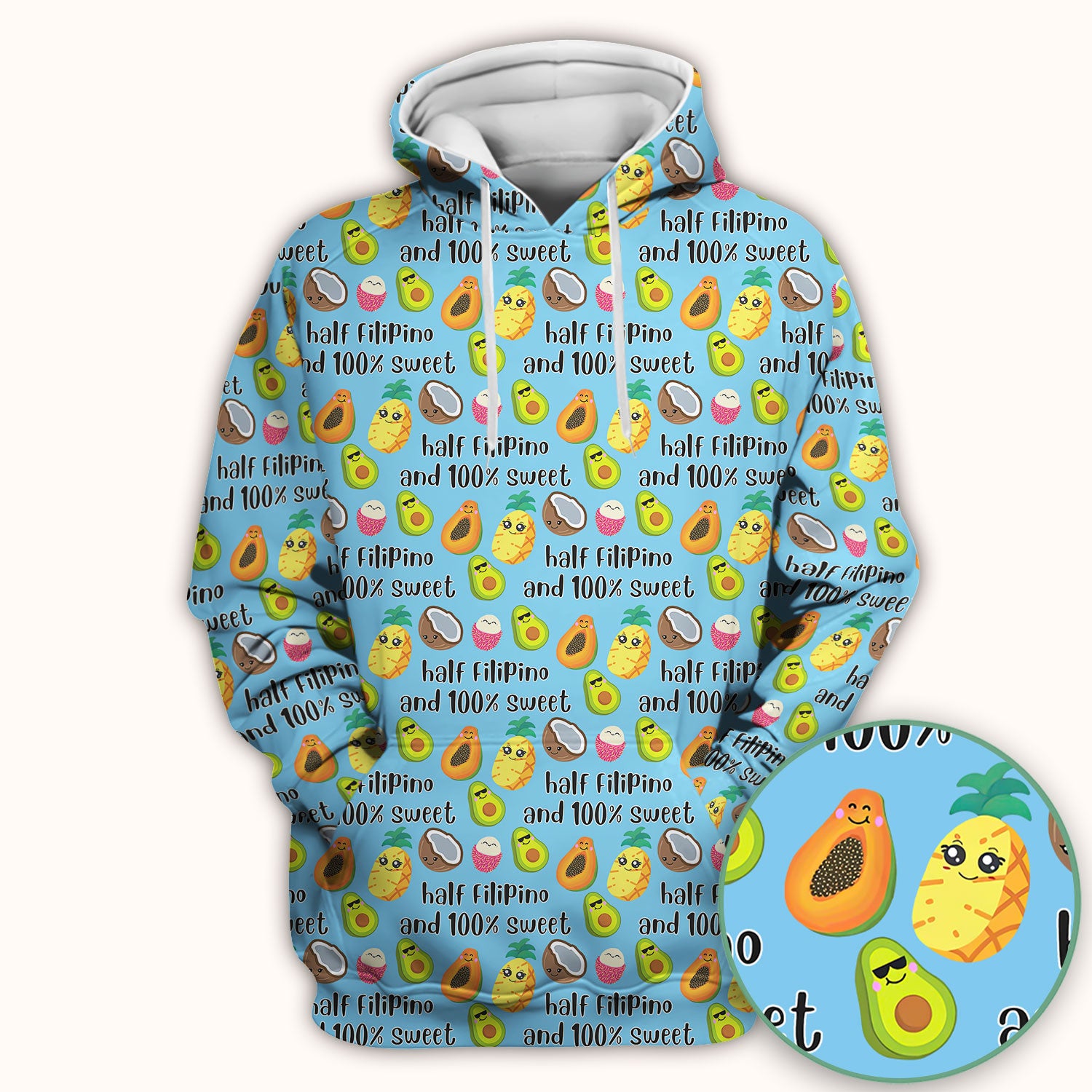 Playful Avocado Fruit Print Filipino Quote Scrub Top, Breathable Fabrics Nursing Uniform