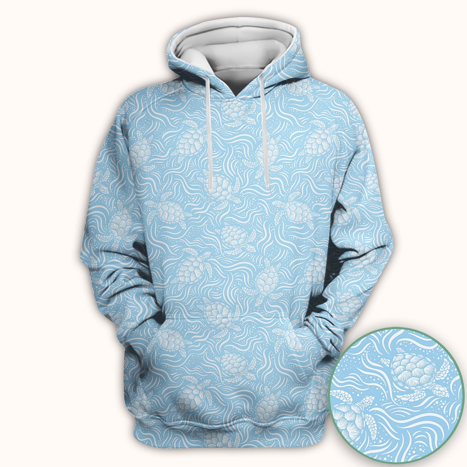 Cute Ocean Sea Turtle Waves Pattern Scrub Top, Comfortable Scrubs for Nurses