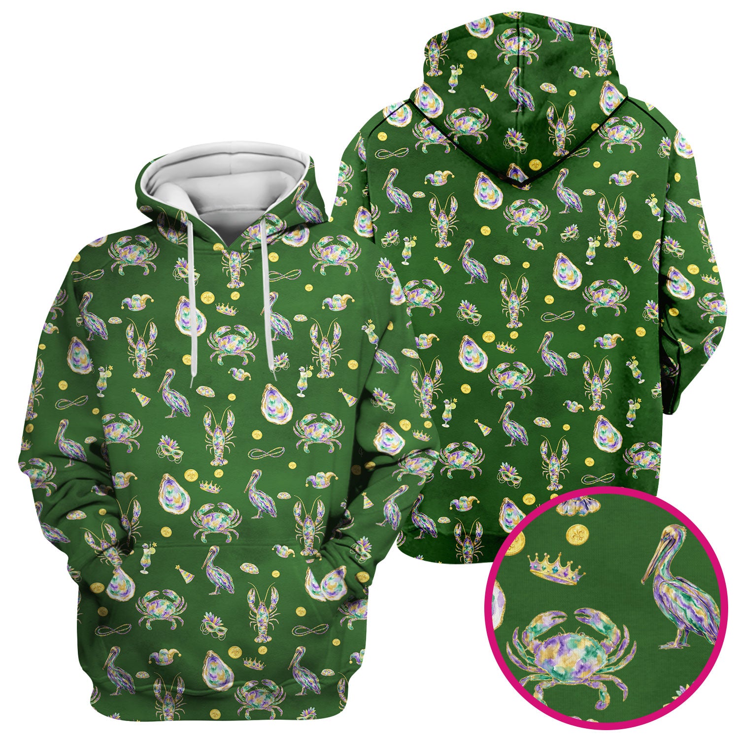 Mardi Gras Seafood Nurse Scrub Top, Comfortable Uniform Scrubs For Nursing