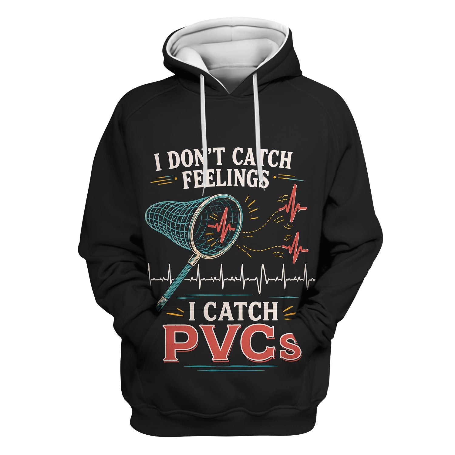 I Don't Catch Feelings I Catch PVCs Pattern Scrub Top, Comfortable Scrubs for Nurses