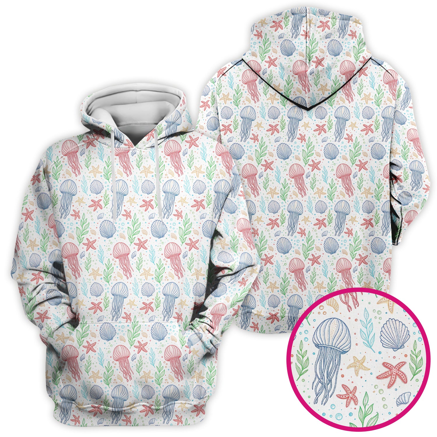 Cute Jellyfish Ocean World Pattern Scrub Top, Comfortable Scrubs for Nurses