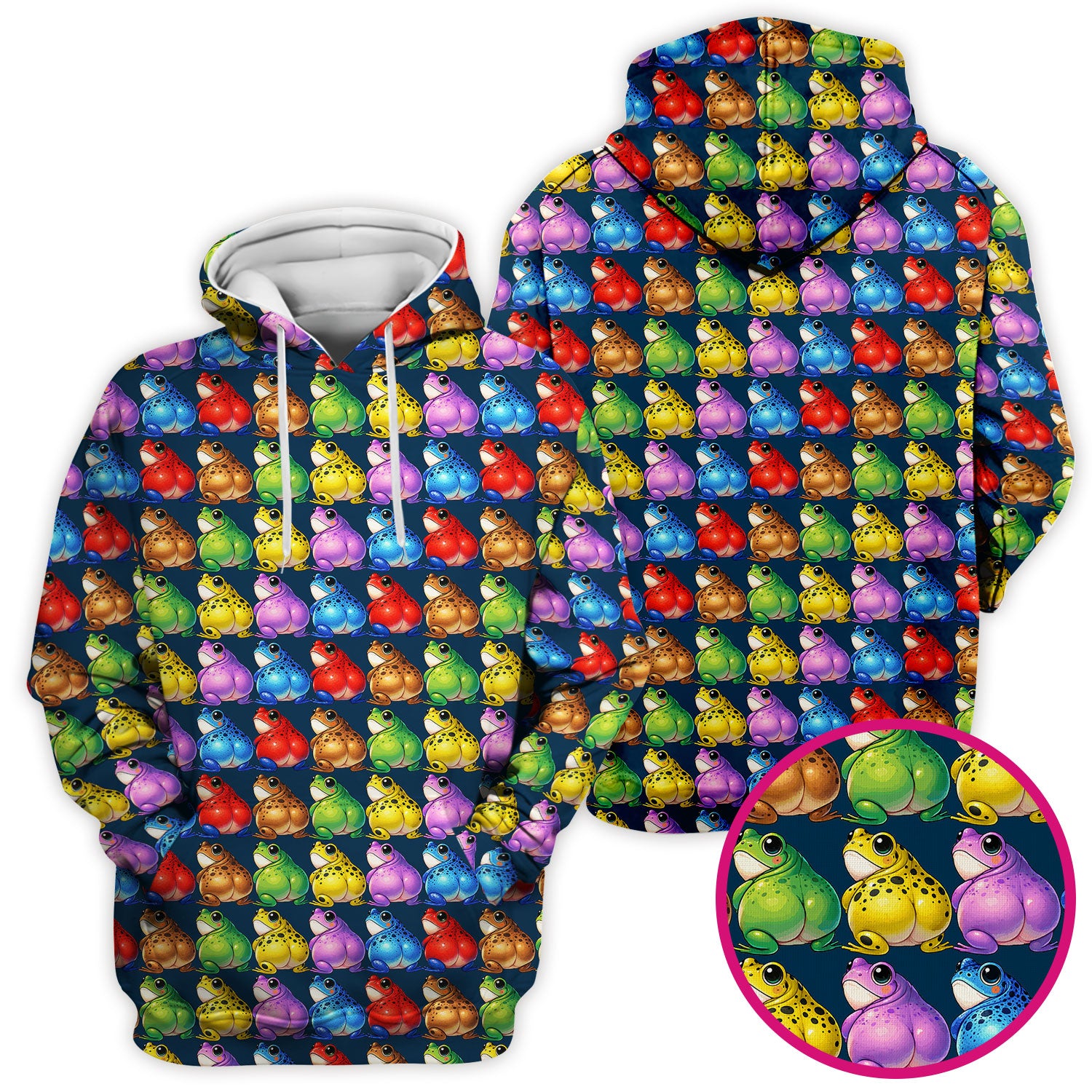Funny Colorful Frogs Pattern Scrubs Top, Comfortable Scrubs for Nurses